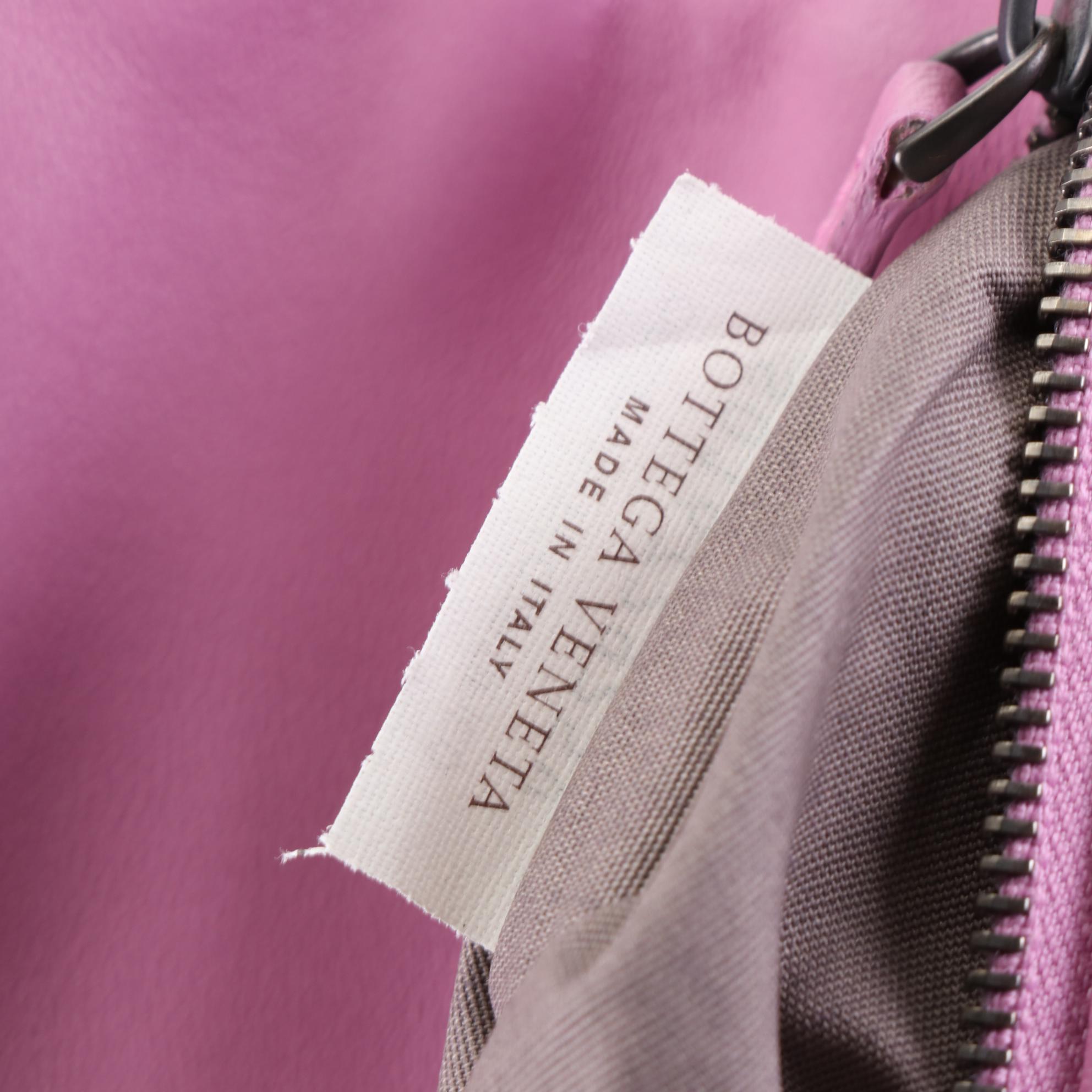 Bottega Veneta Flap Pouch Wristlet in Pink Intrecciato Nappa Leather