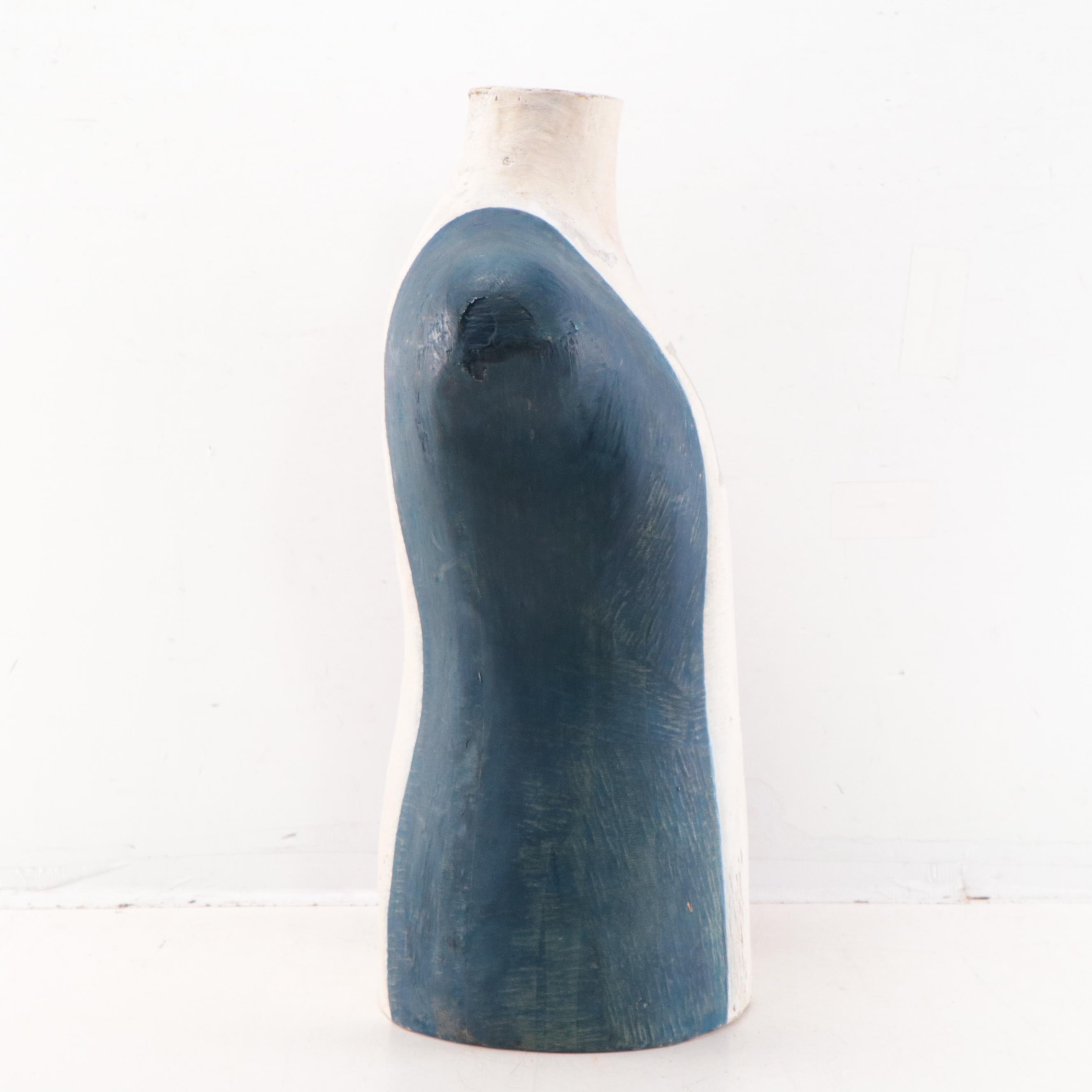 Unisex Painted and Carved Wood Mannequin Bust