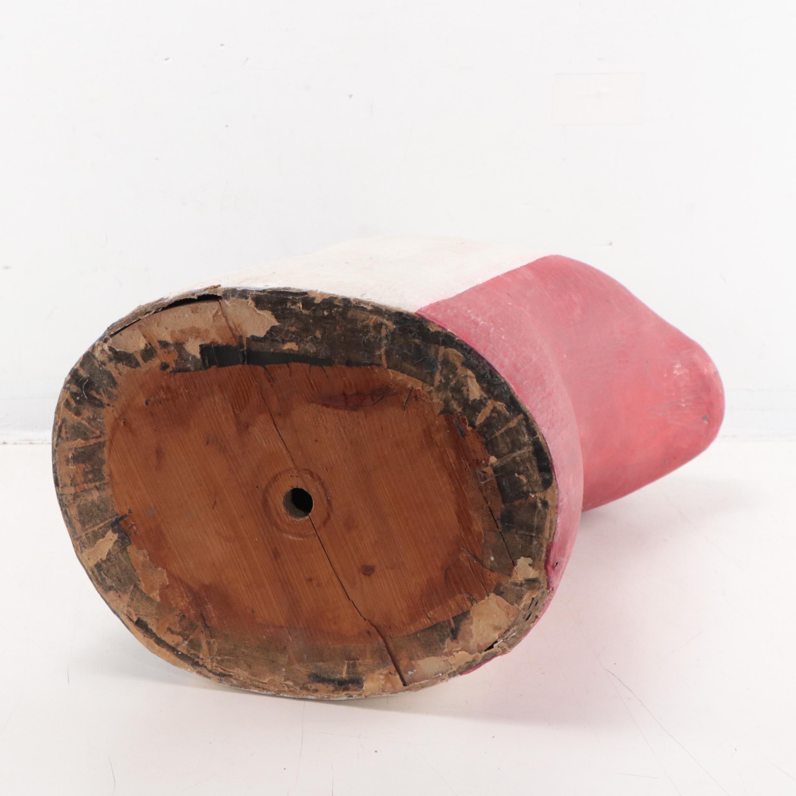 Unisex Painted and Carved Wood Mannequin Bust