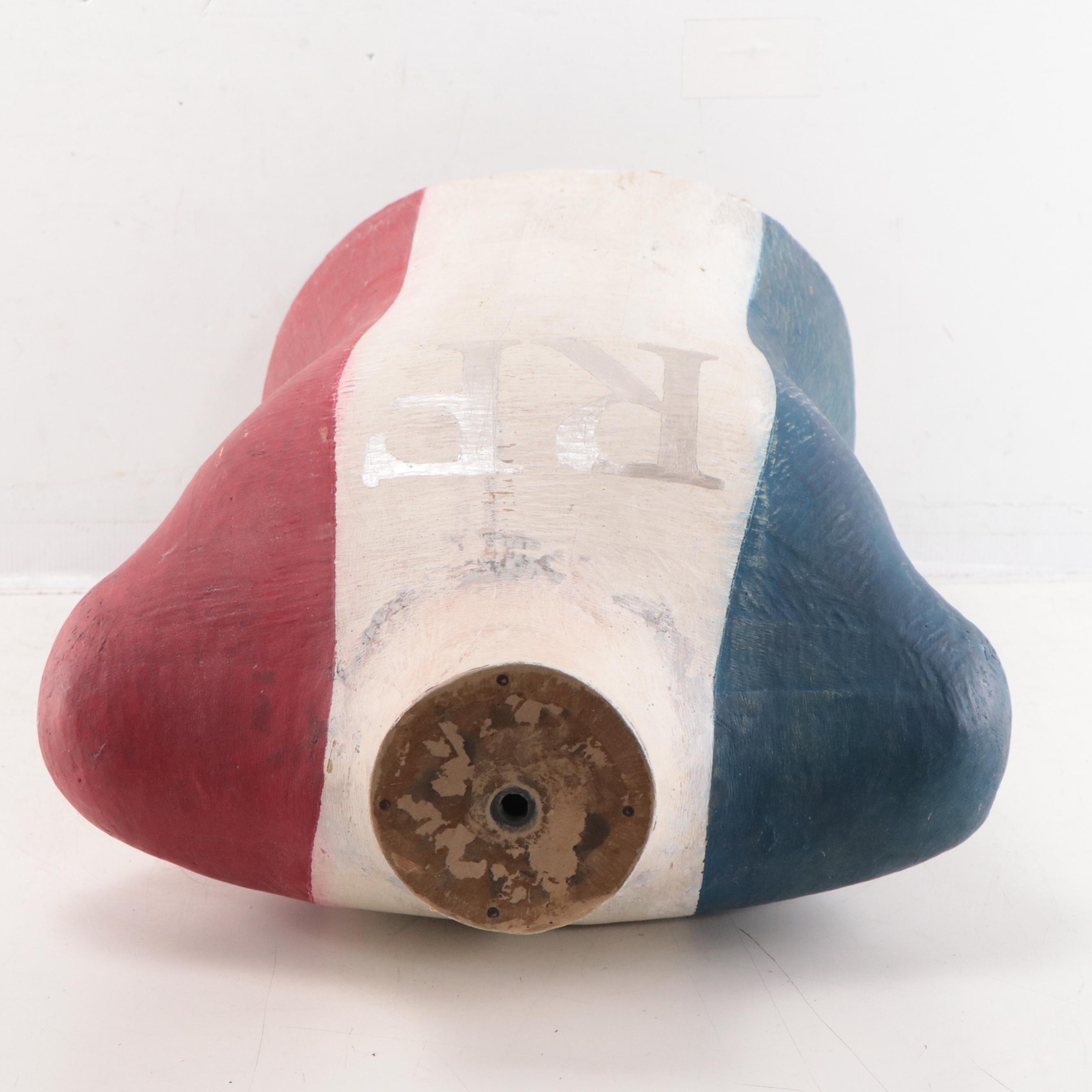 Unisex Painted and Carved Wood Mannequin Bust