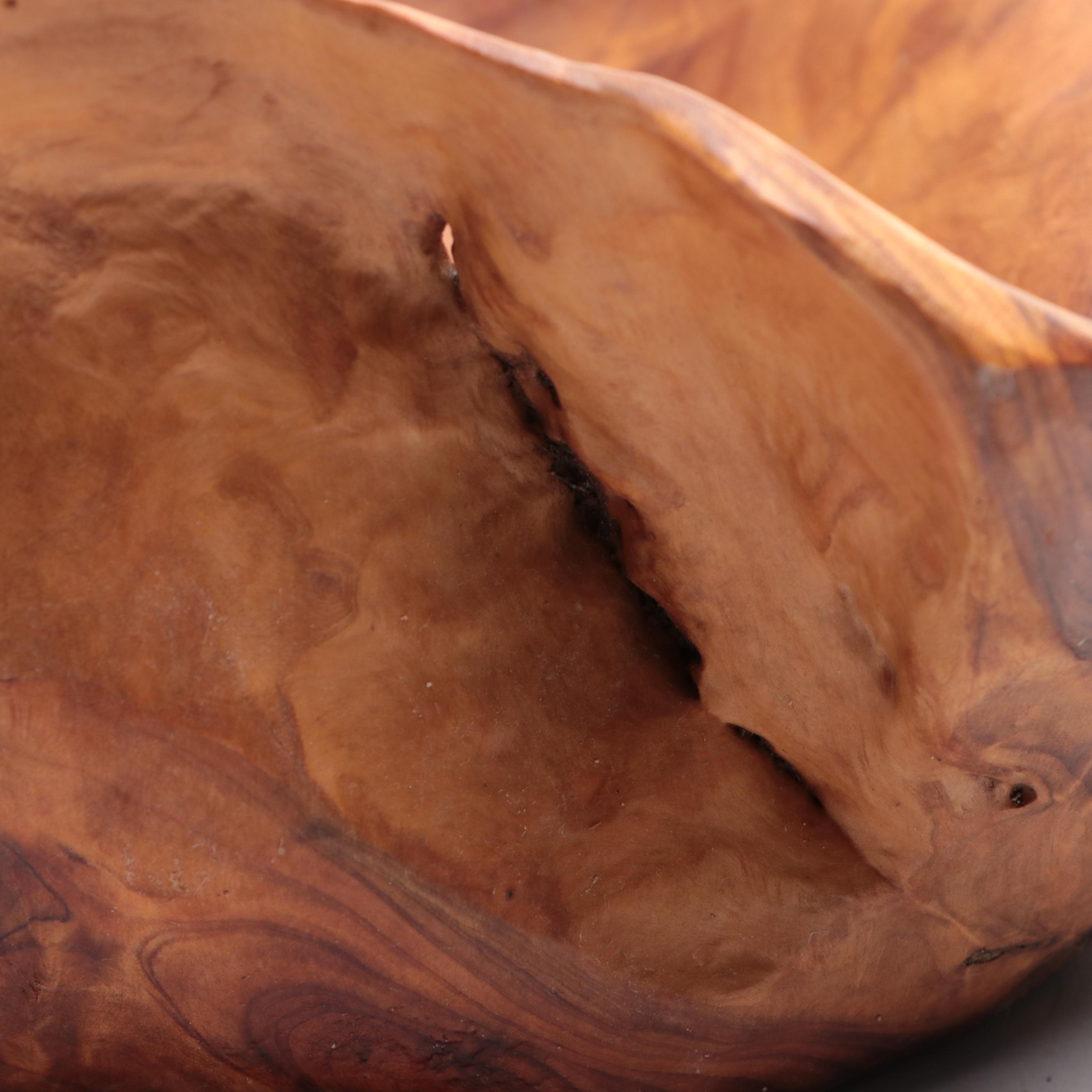 Hand-Carved Burl Wood Bowl