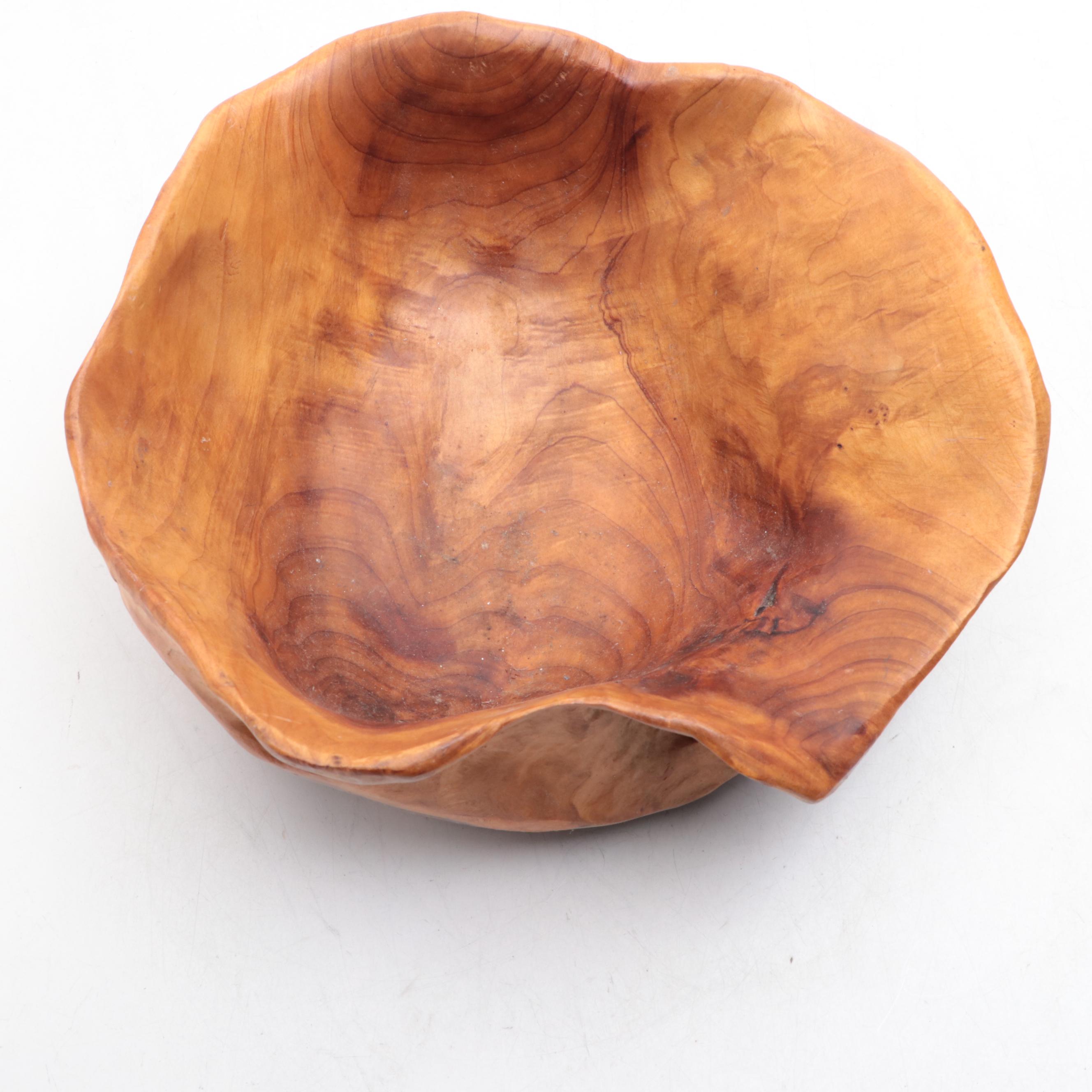 Hand-Carved Burl Wood Bowl