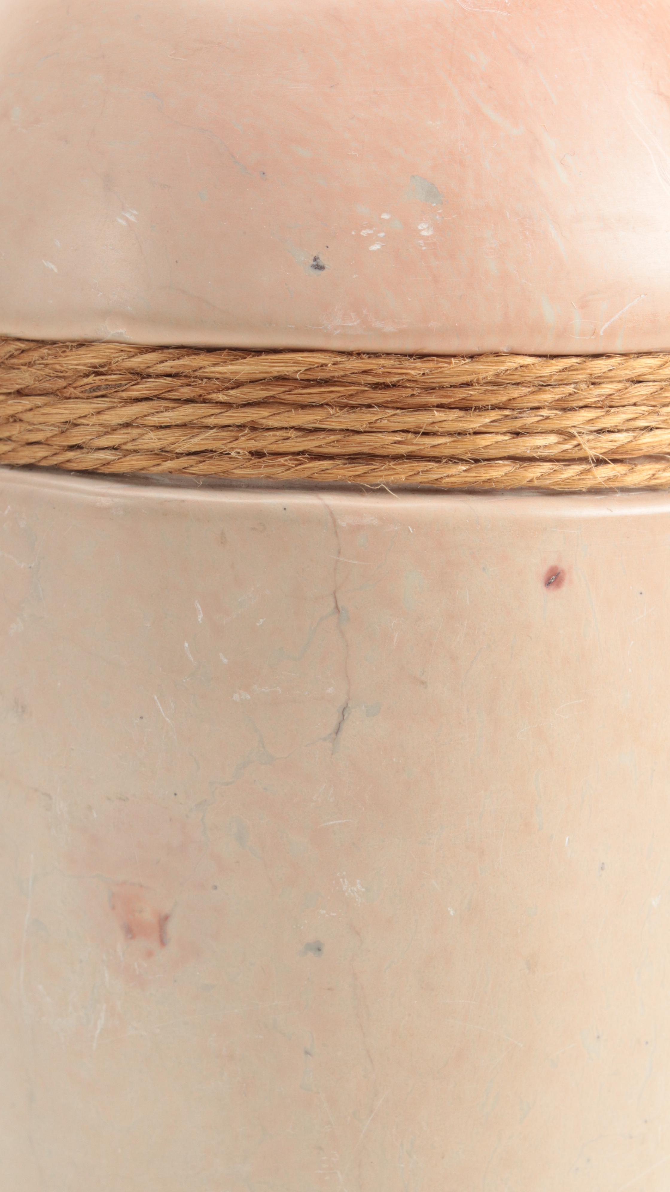 Stone Vase with Inset Twine Wrapped Border