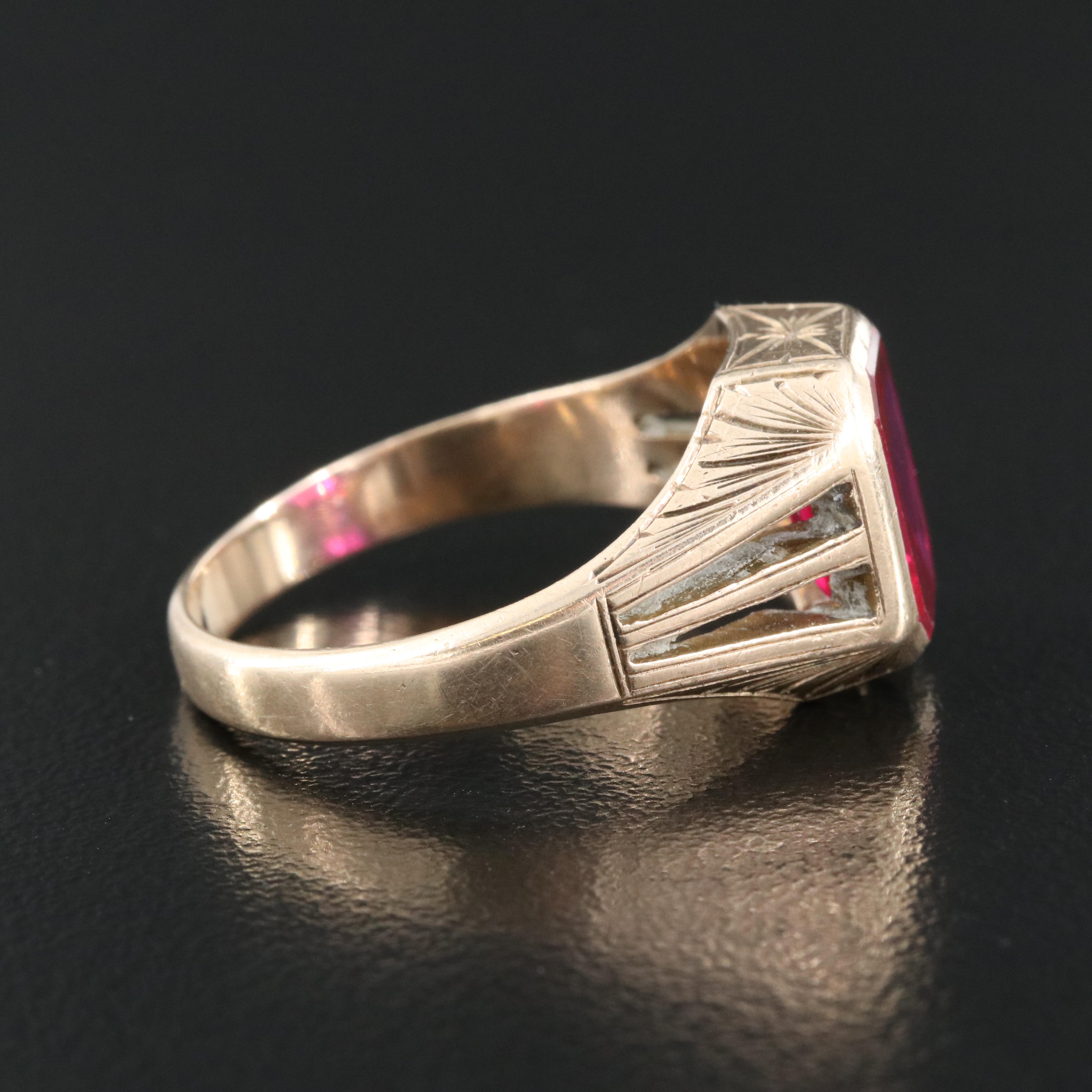 10K Ruby Ring with Cut Out Shoulders