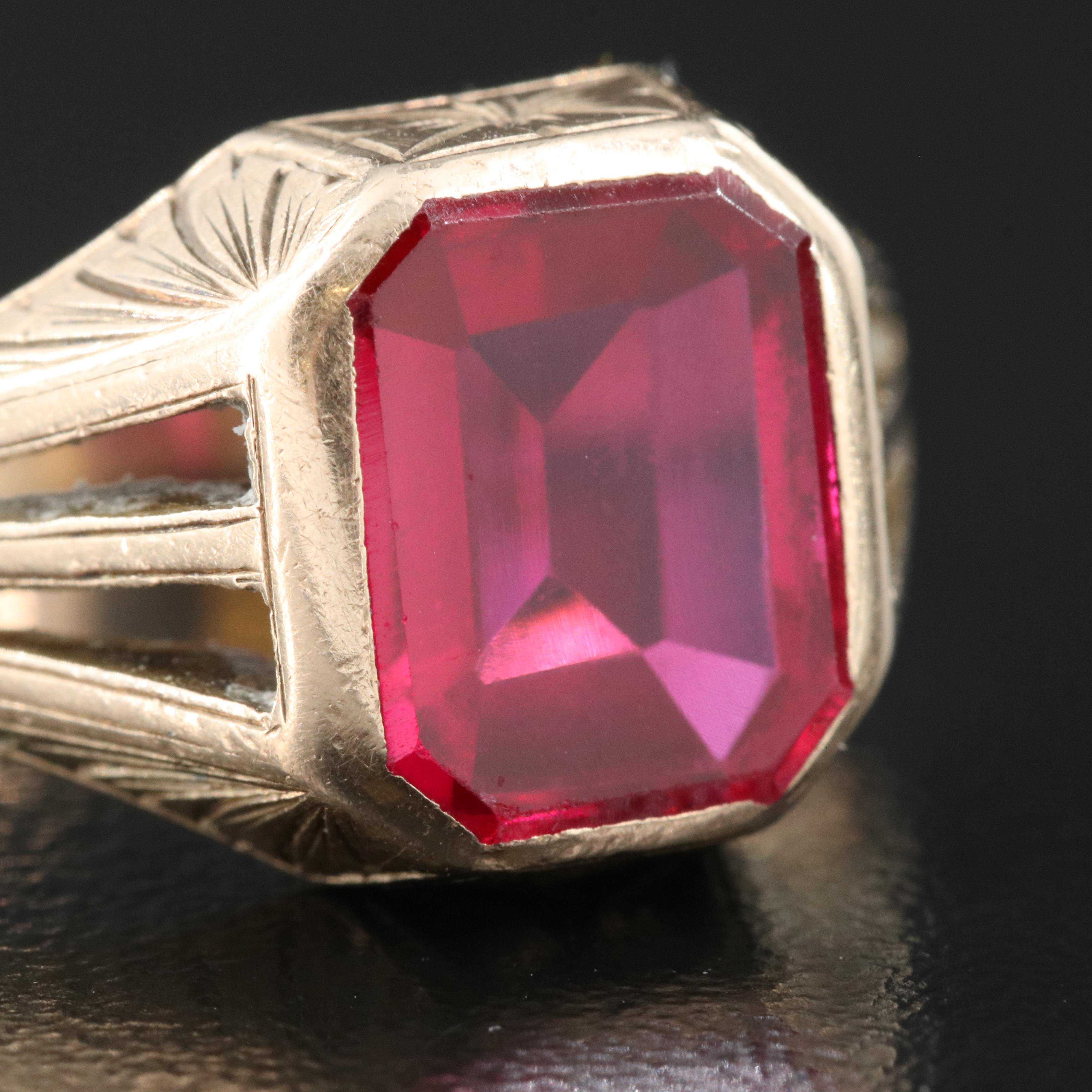 10K Ruby Ring with Cut Out Shoulders