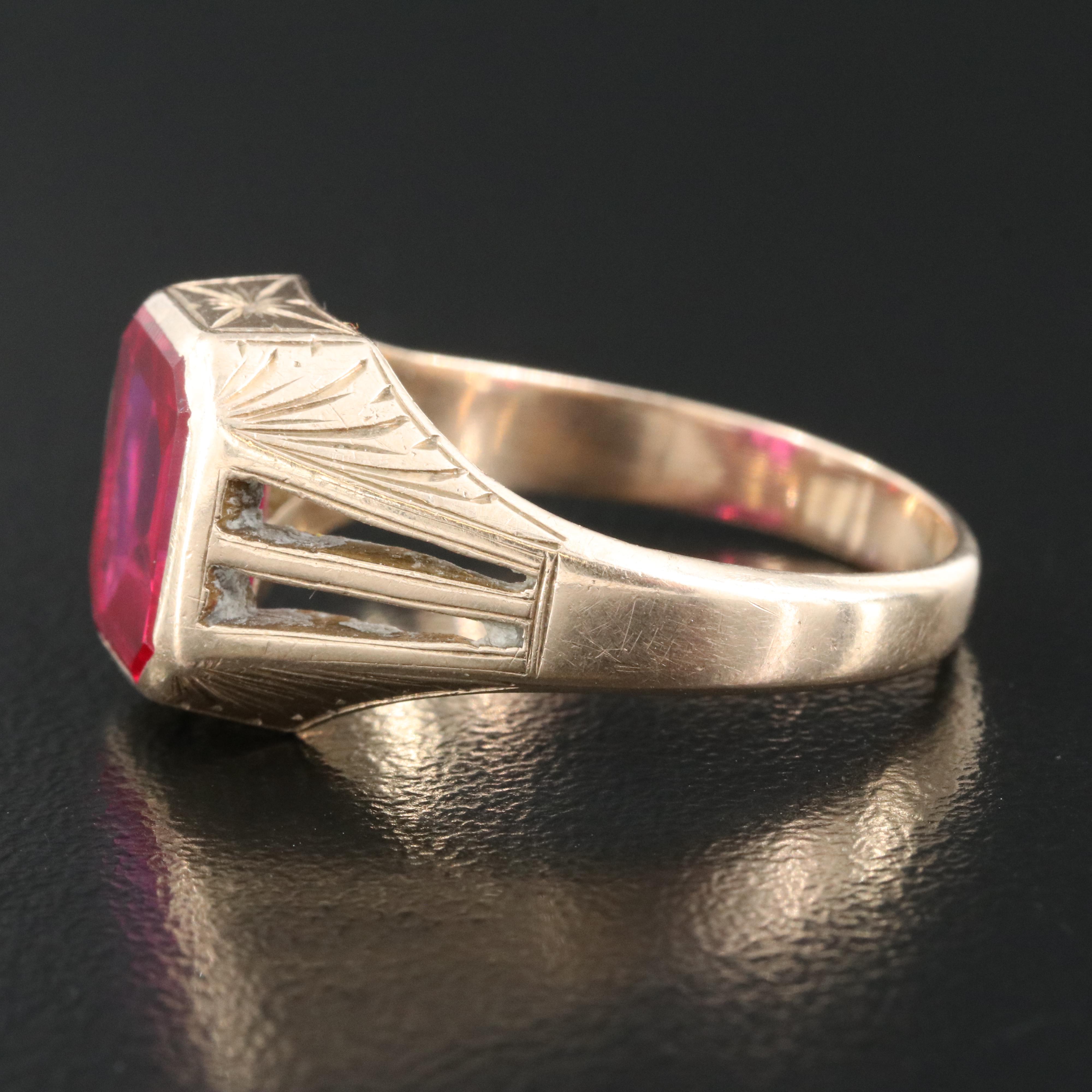 10K Ruby Ring with Cut Out Shoulders