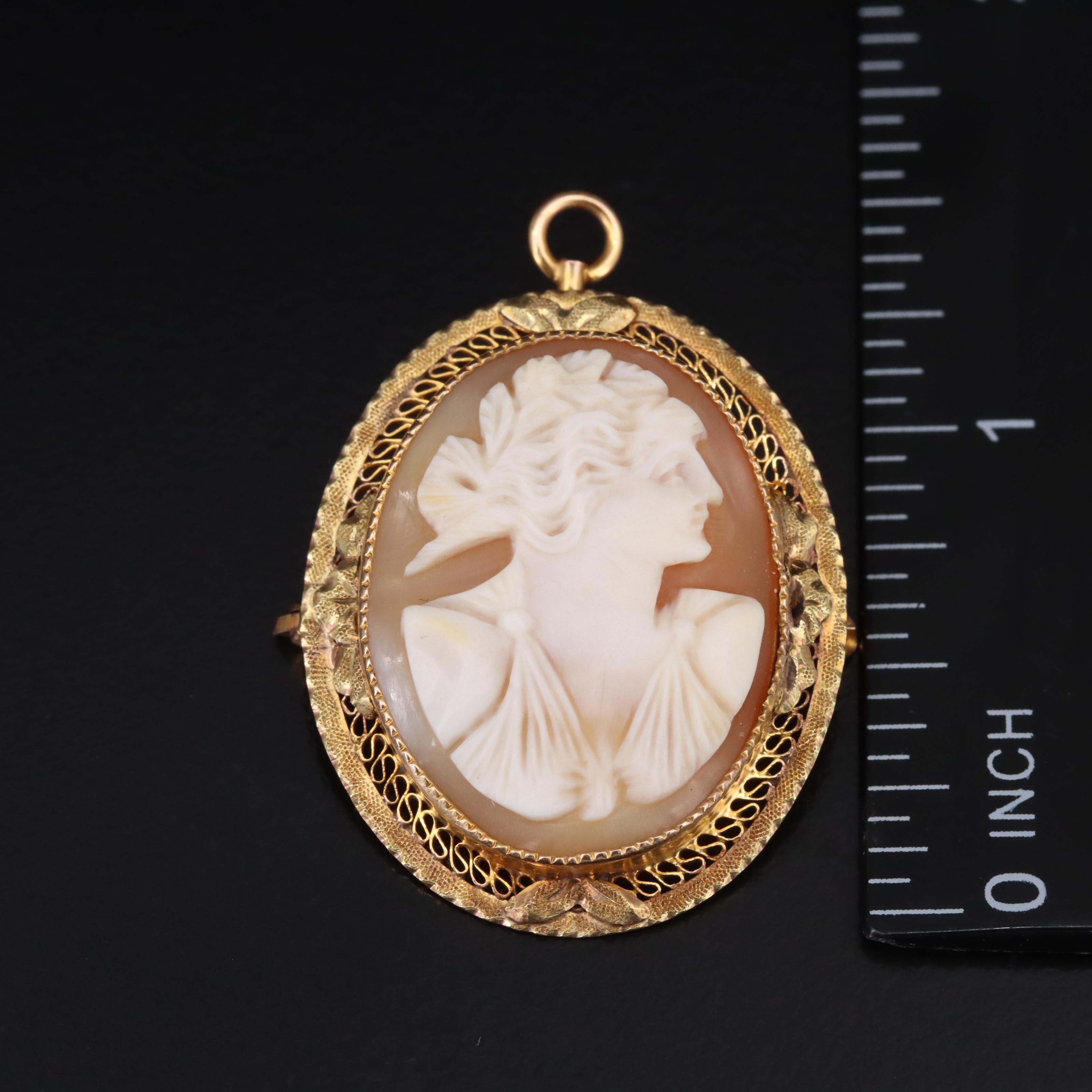 Vintage Geo L. Paine Co. 10K Shell Cameo Converter Brooch