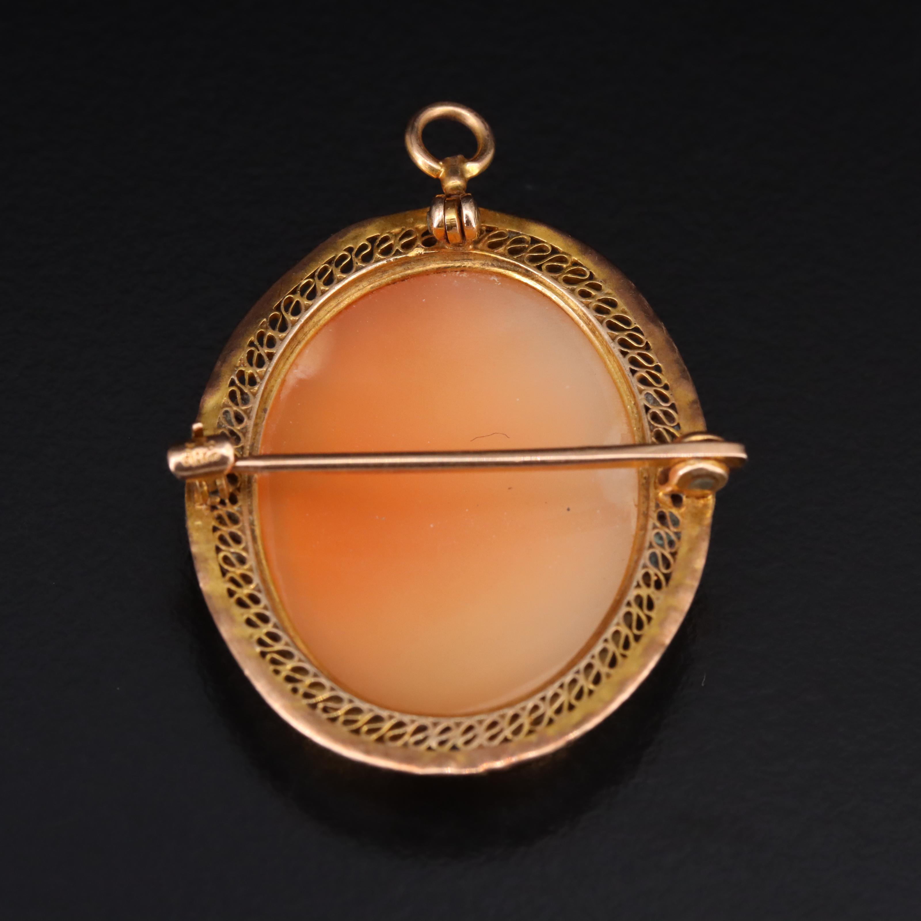 Vintage Geo L. Paine Co. 10K Shell Cameo Converter Brooch