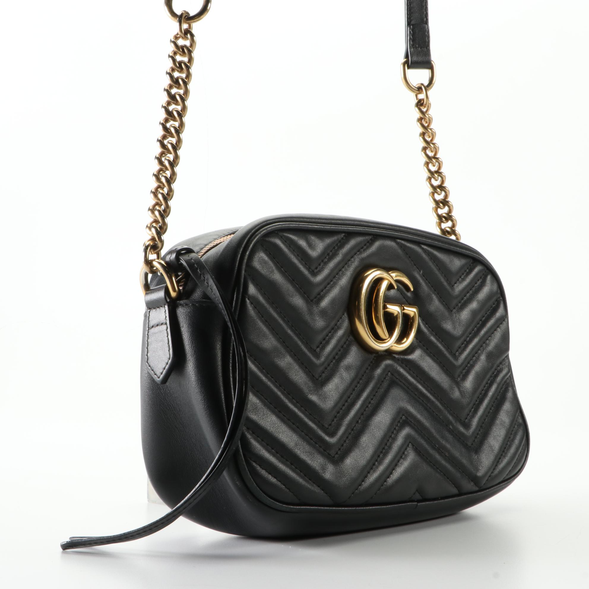 Gucci GG Marmont Shoulder Bag in Chevron Matelessé Leather