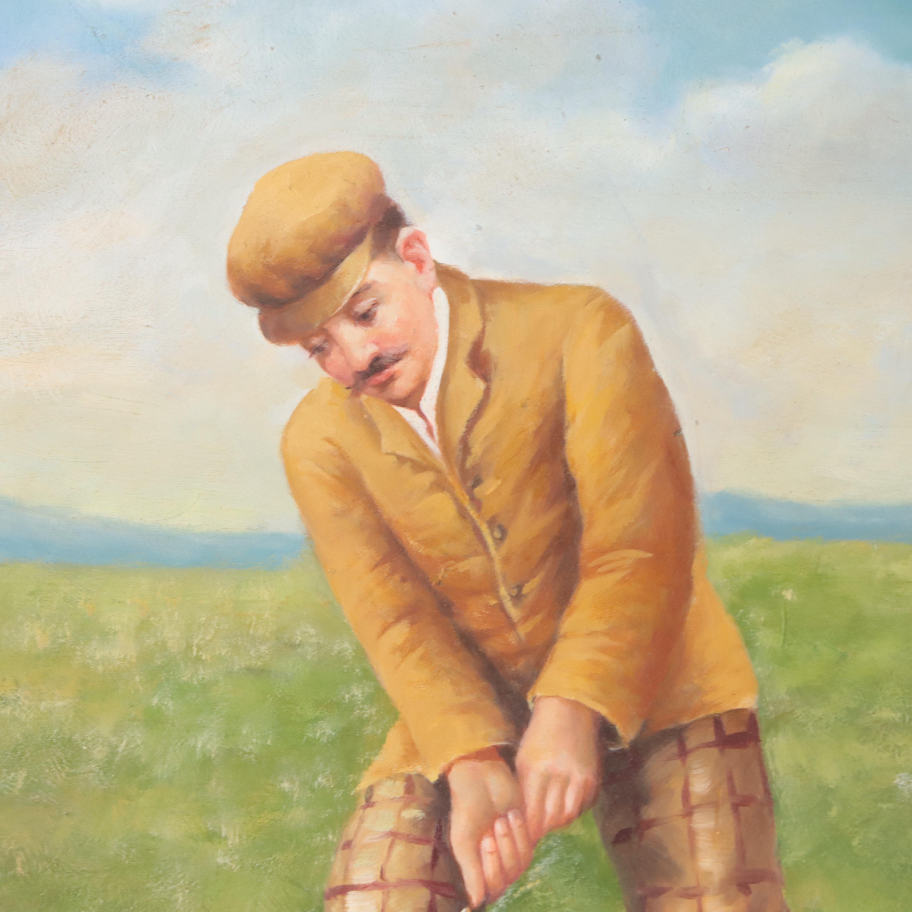 English School Style Oil Paintings of Golfers