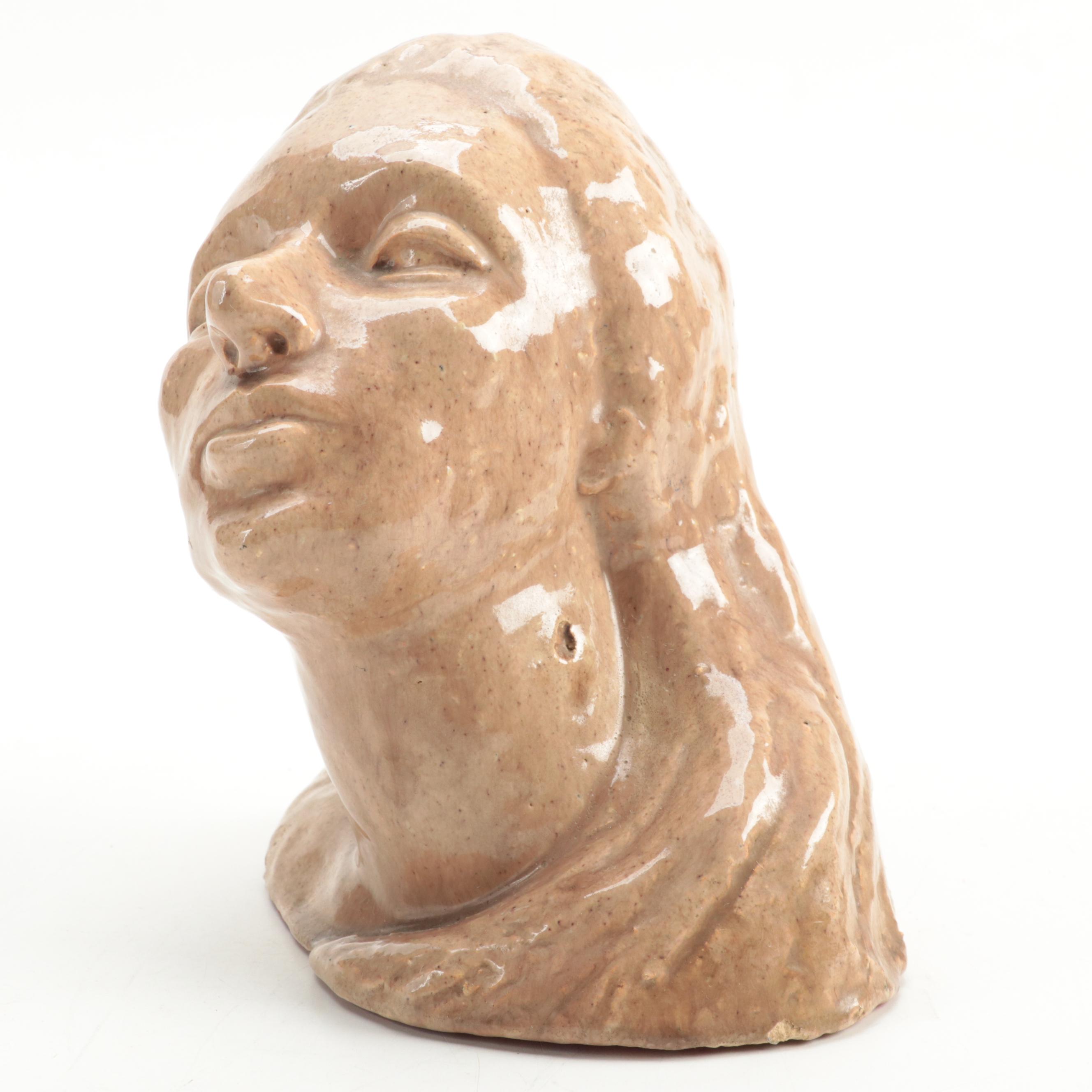 Sculpted Earthenware Bust of a Woman