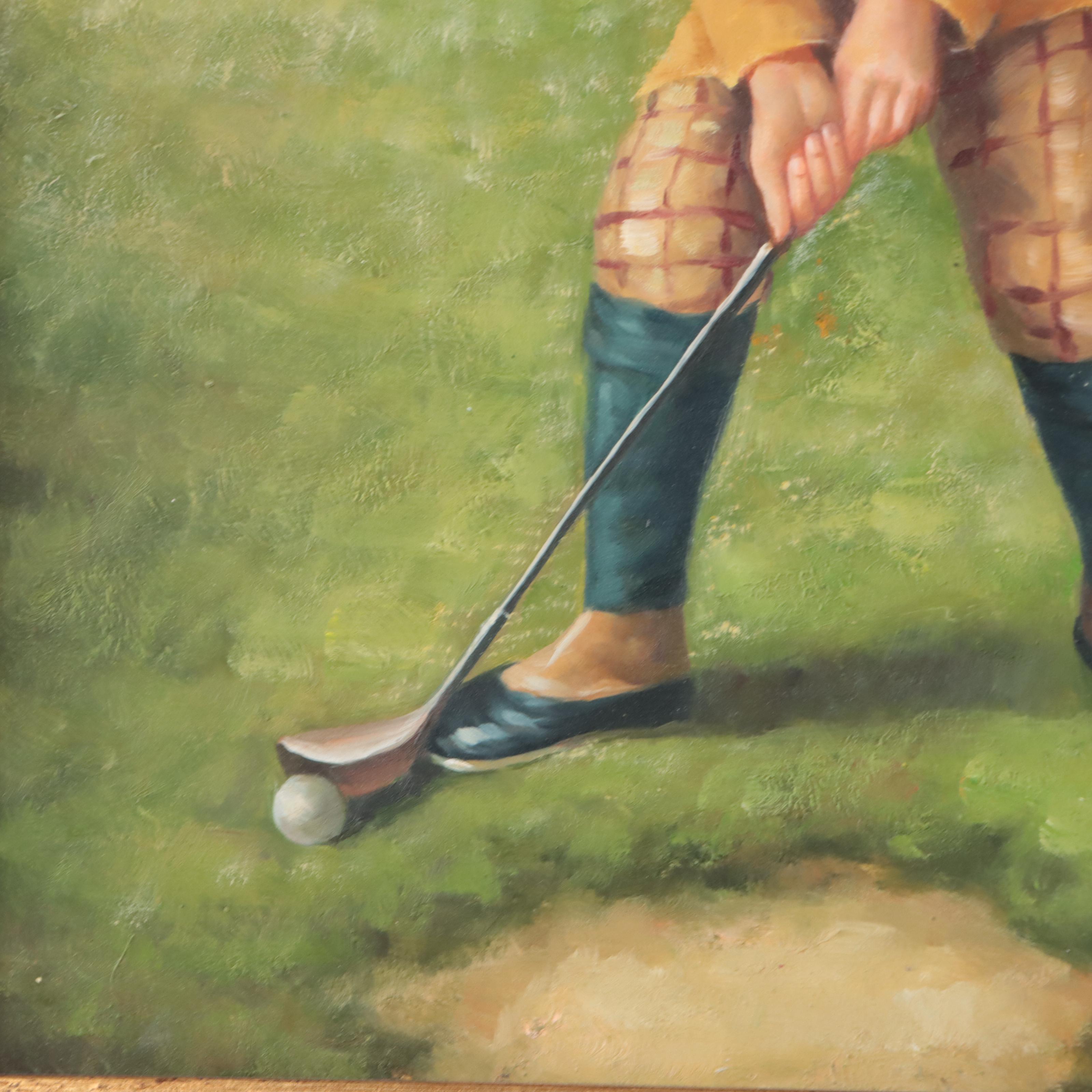 English School Style Oil Paintings of Golfers