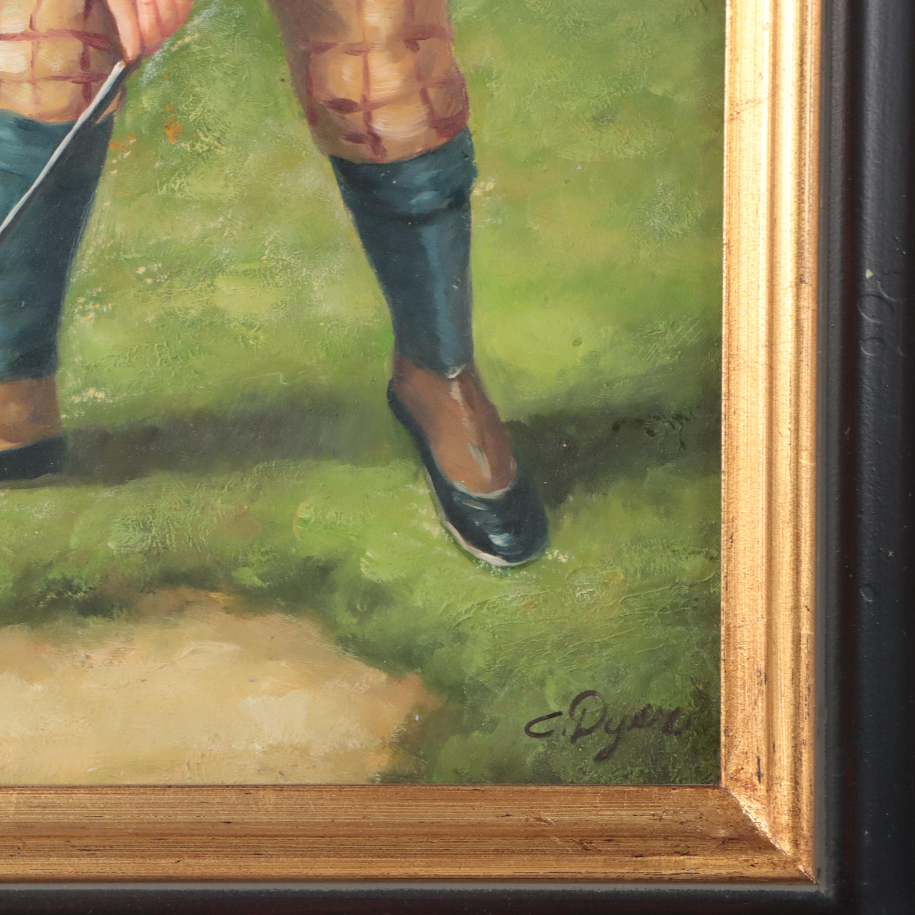 English School Style Oil Paintings of Golfers