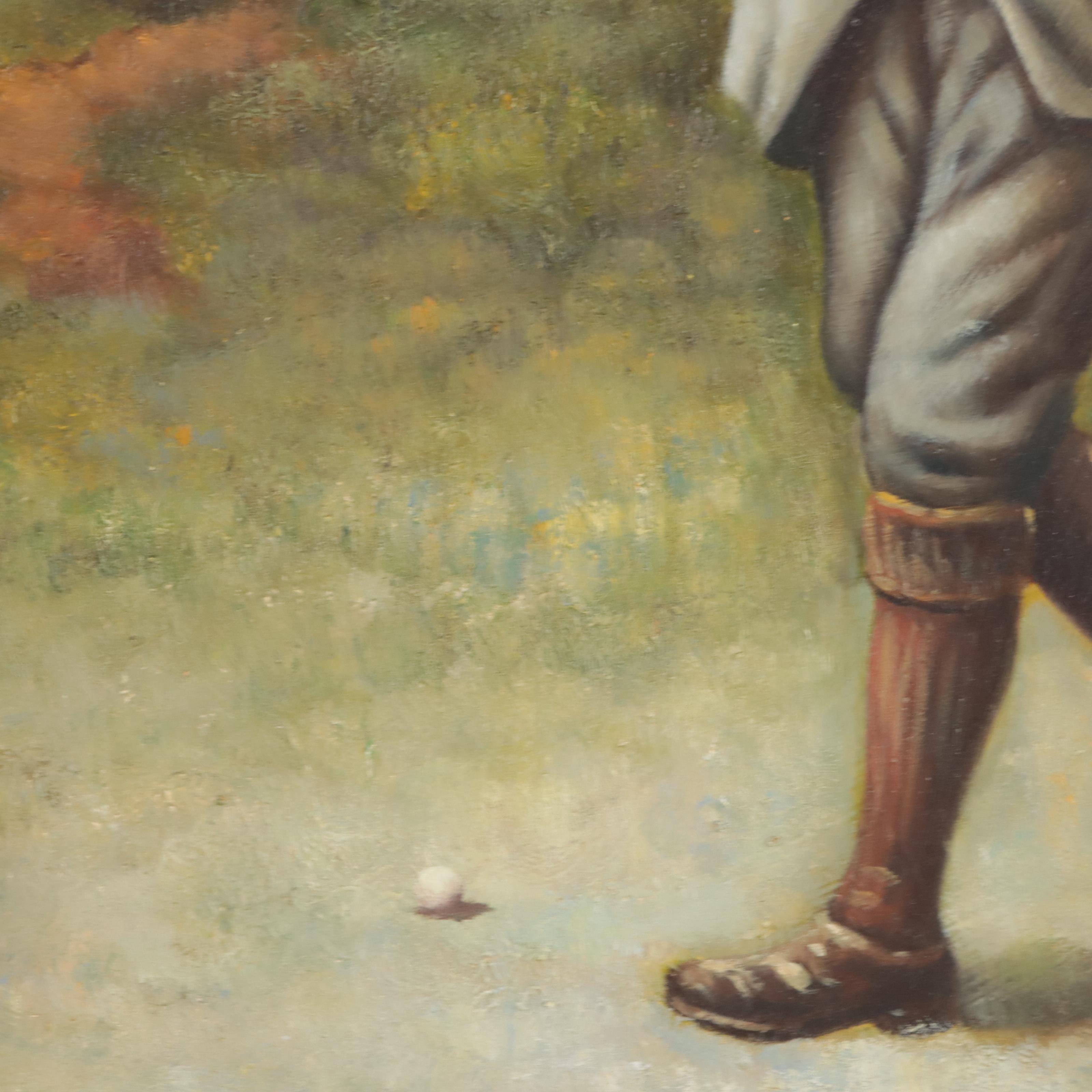 English School Style Oil Paintings of Golfers