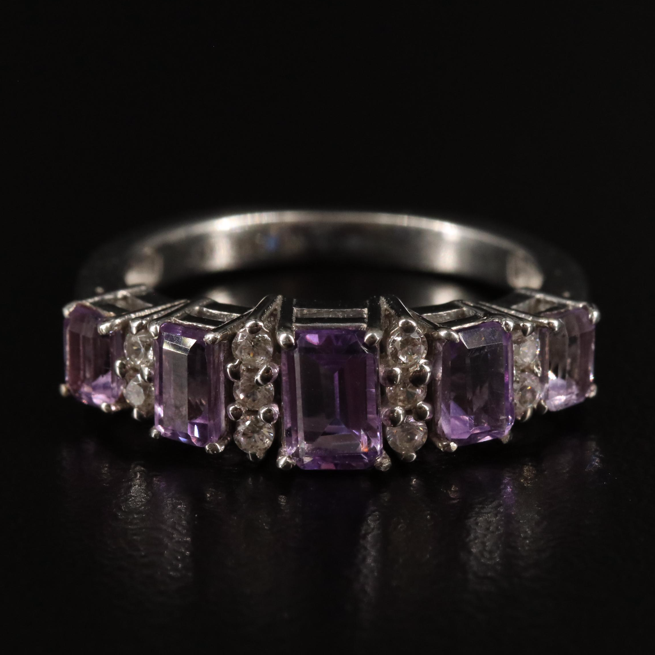 Sterling Amethyst  and White Topaz Ring