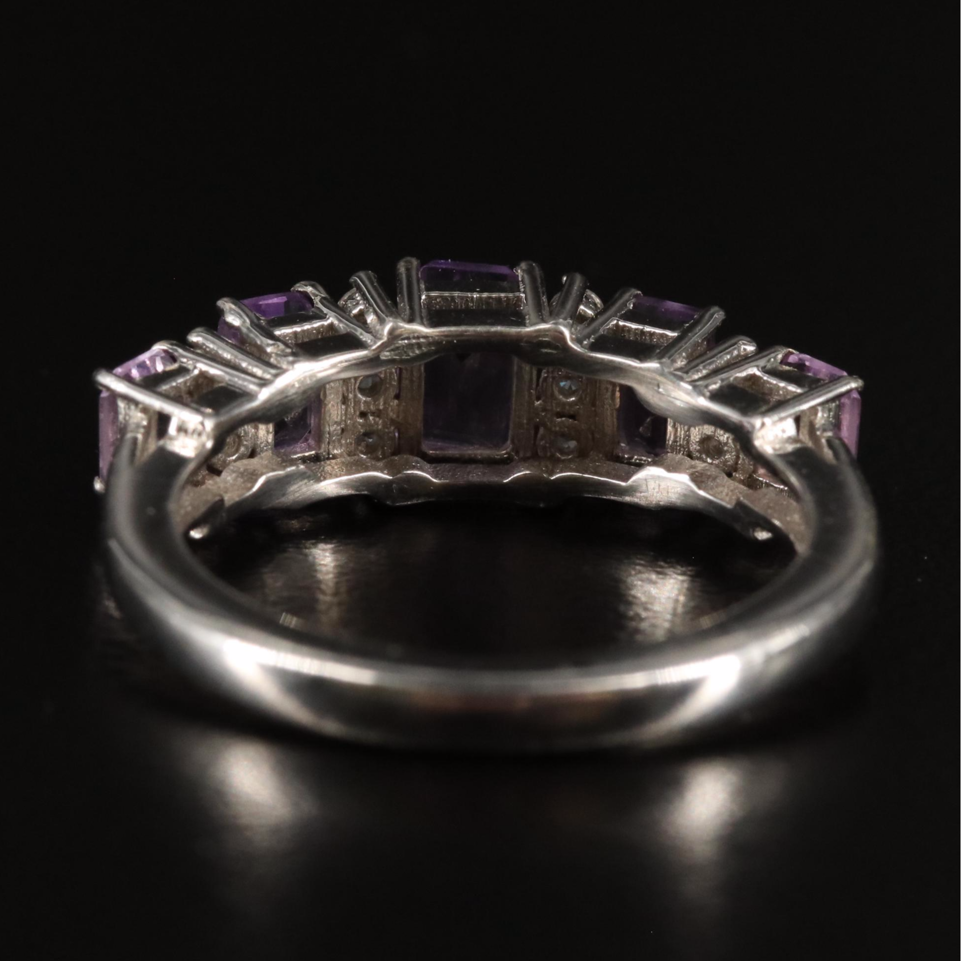 Sterling Amethyst  and White Topaz Ring