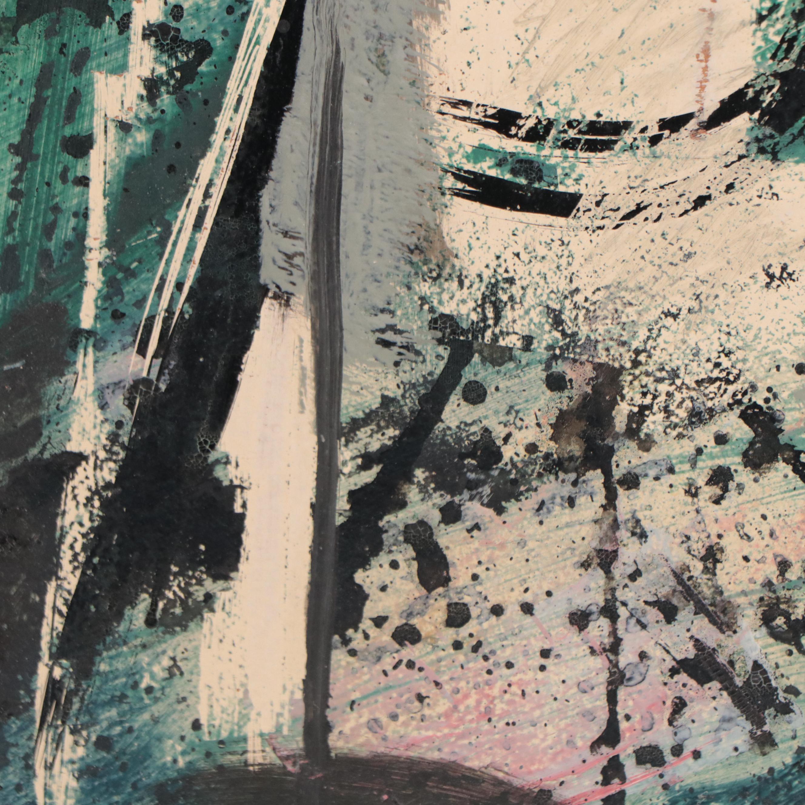 Etienne Ret Portrait Mixed Media Painting of a Lady