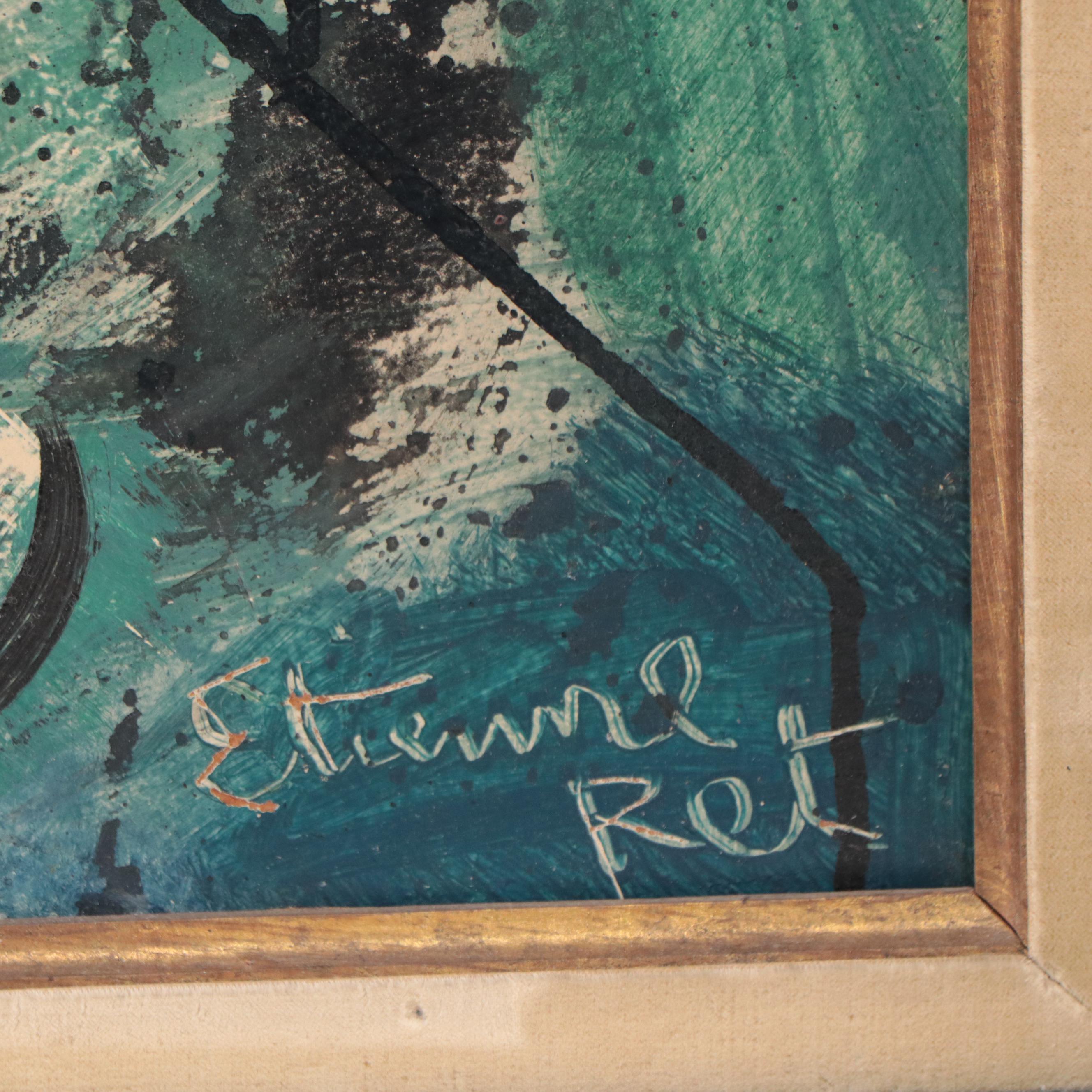 Etienne Ret Portrait Mixed Media Painting of a Lady