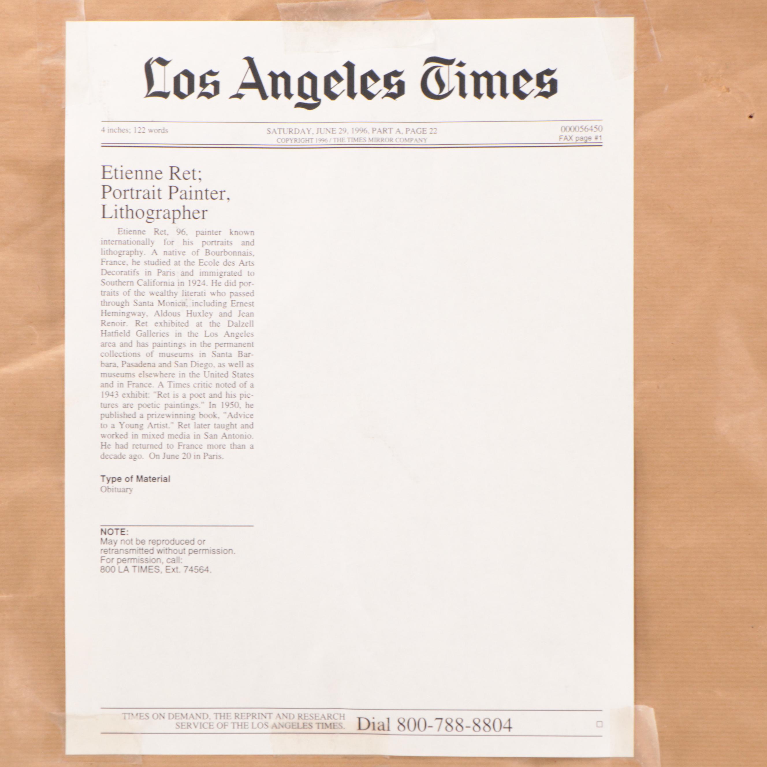 Etienne Ret Portrait Mixed Media Painting of a Lady