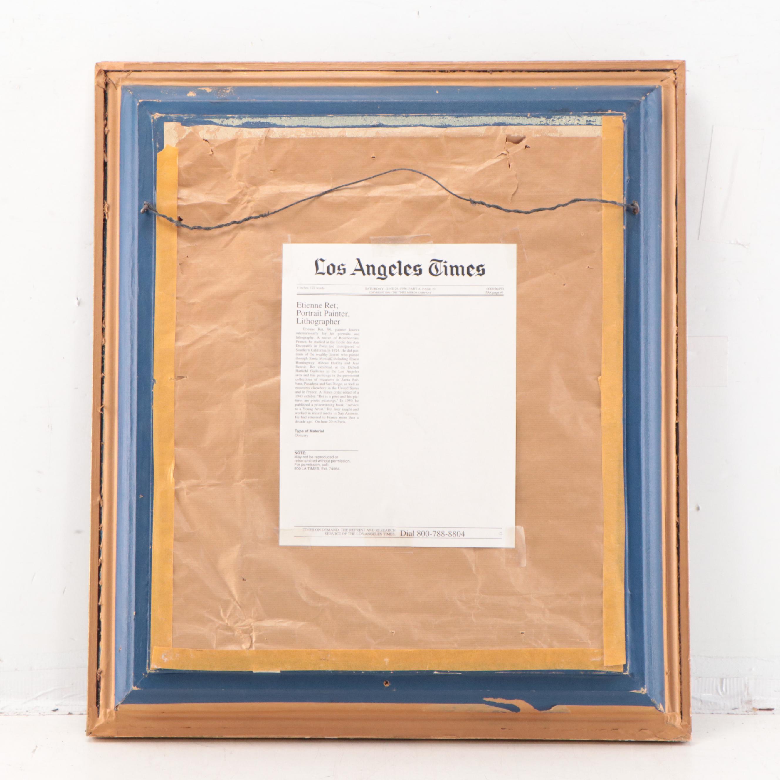 Etienne Ret Portrait Mixed Media Painting of a Lady