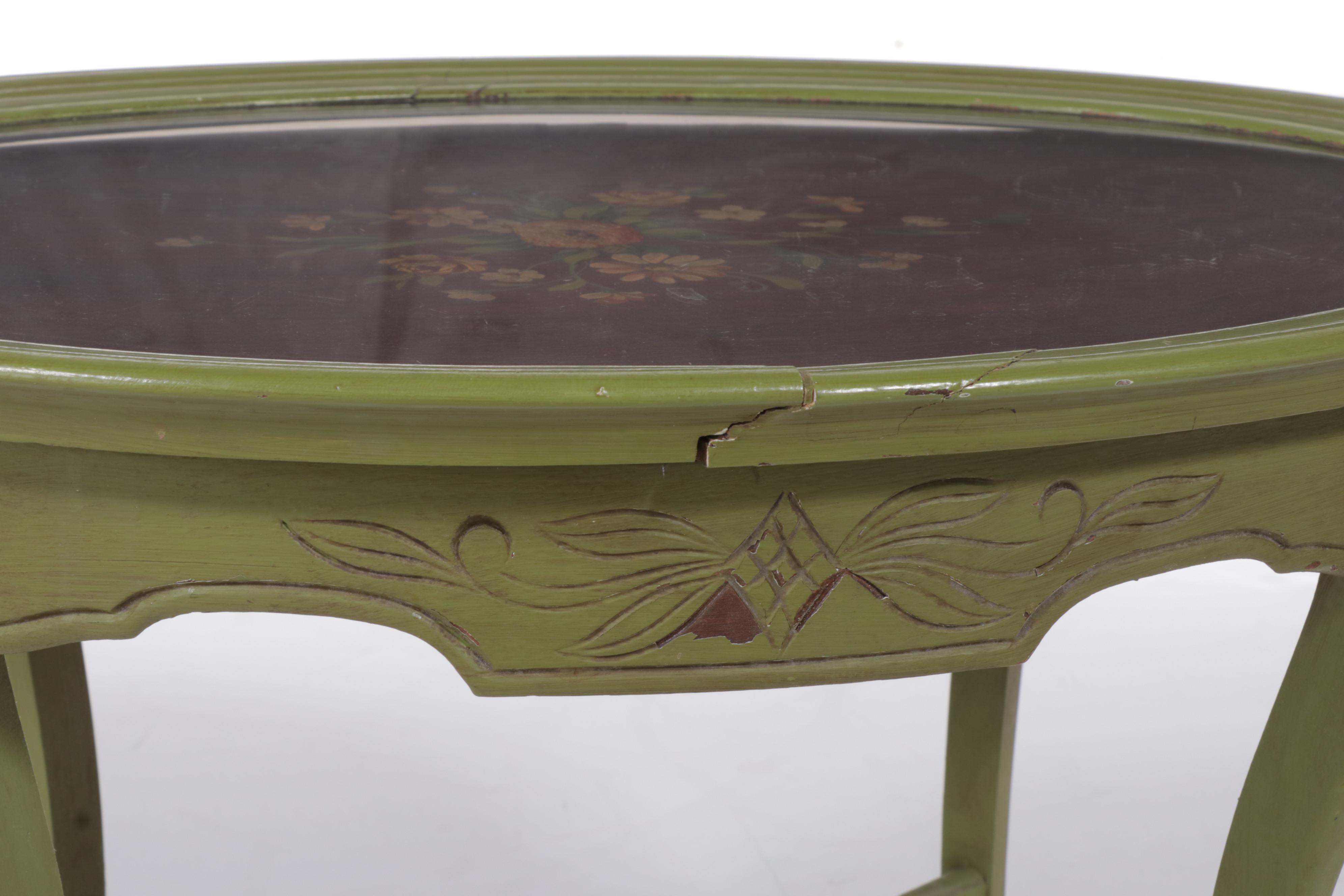 Rococo Style Walnut and Paint-Decorated Tray-Top Side Table, 20th Century
