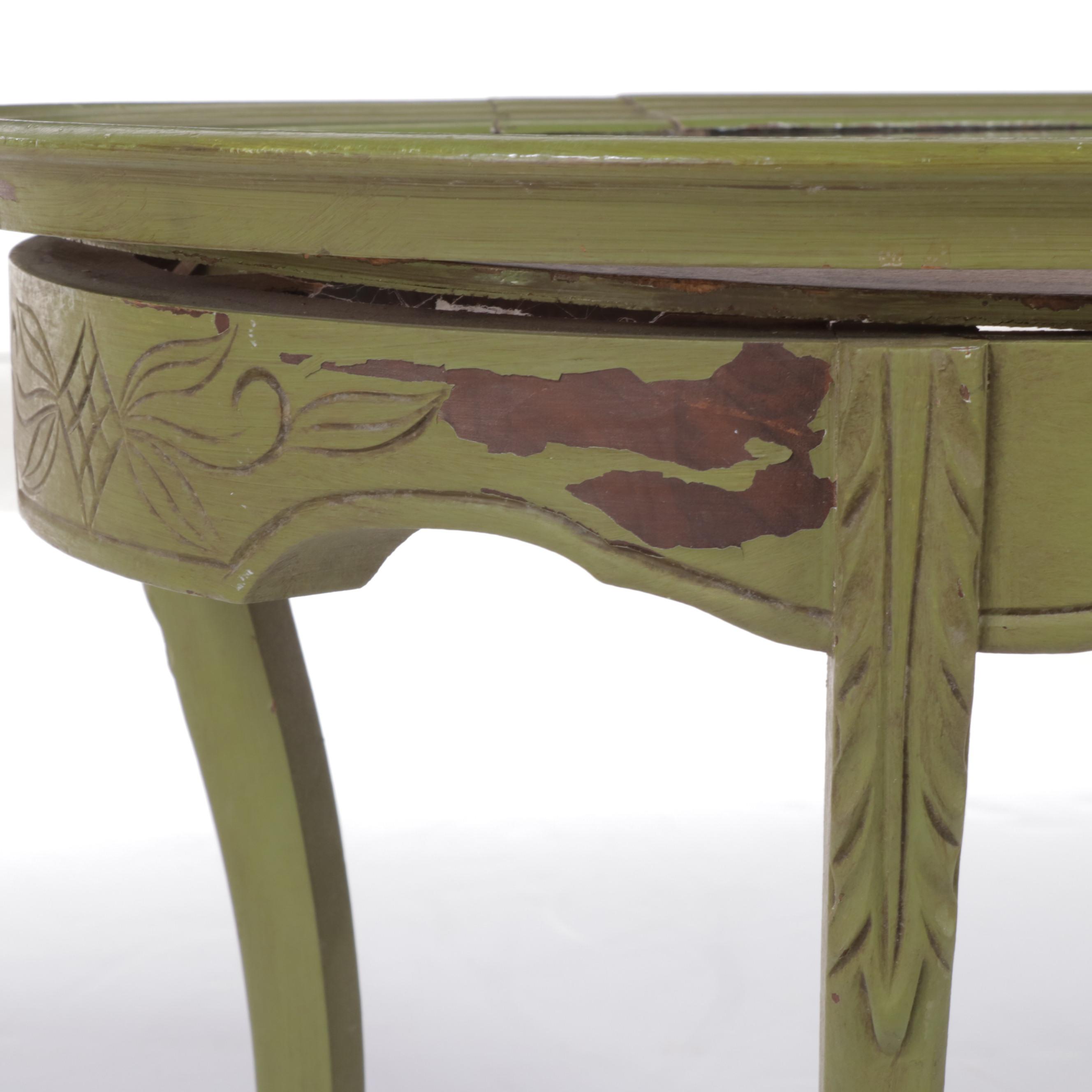 Rococo Style Walnut and Paint-Decorated Tray-Top Side Table, 20th Century