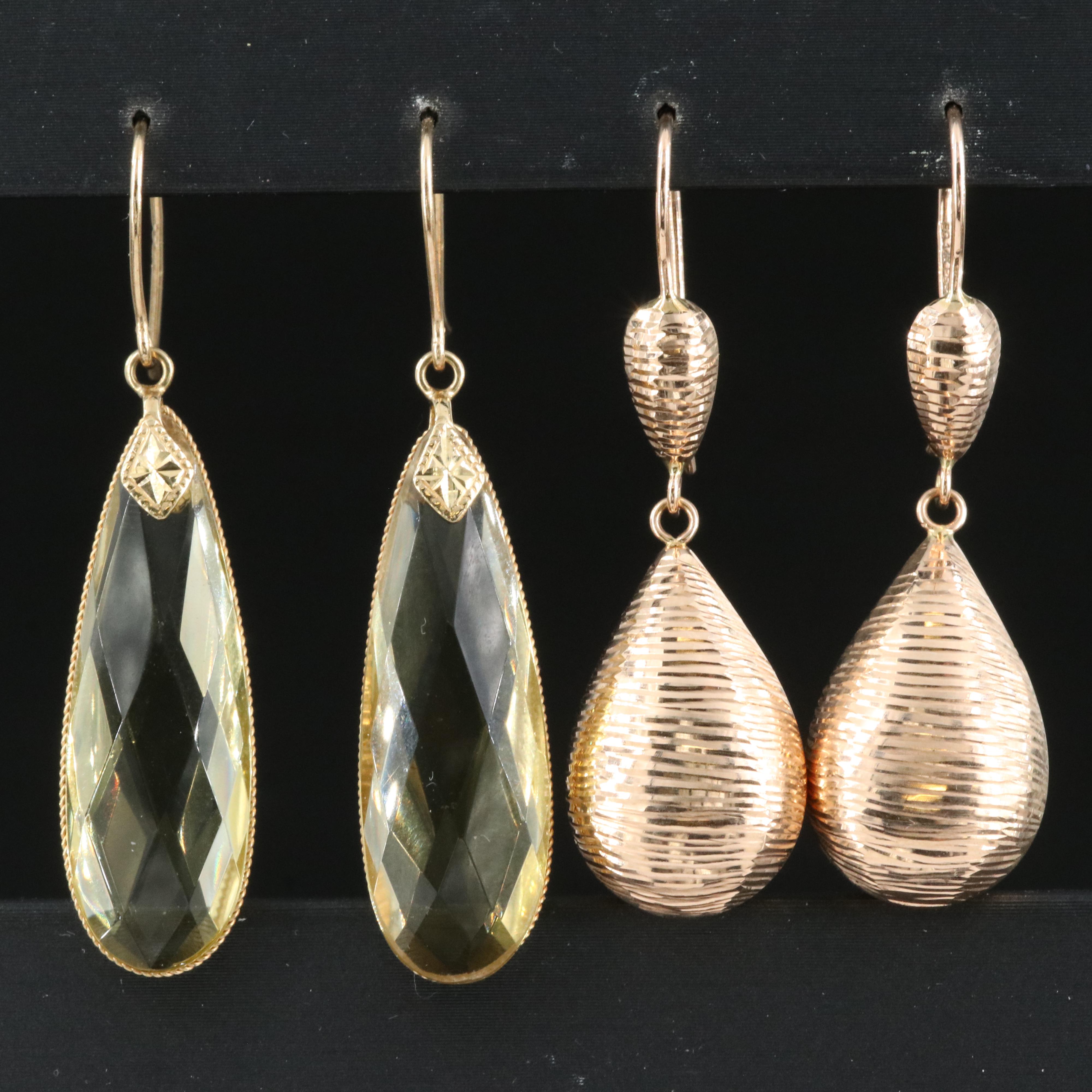 14K Citrine and Rose Gold Teardrop Earrings