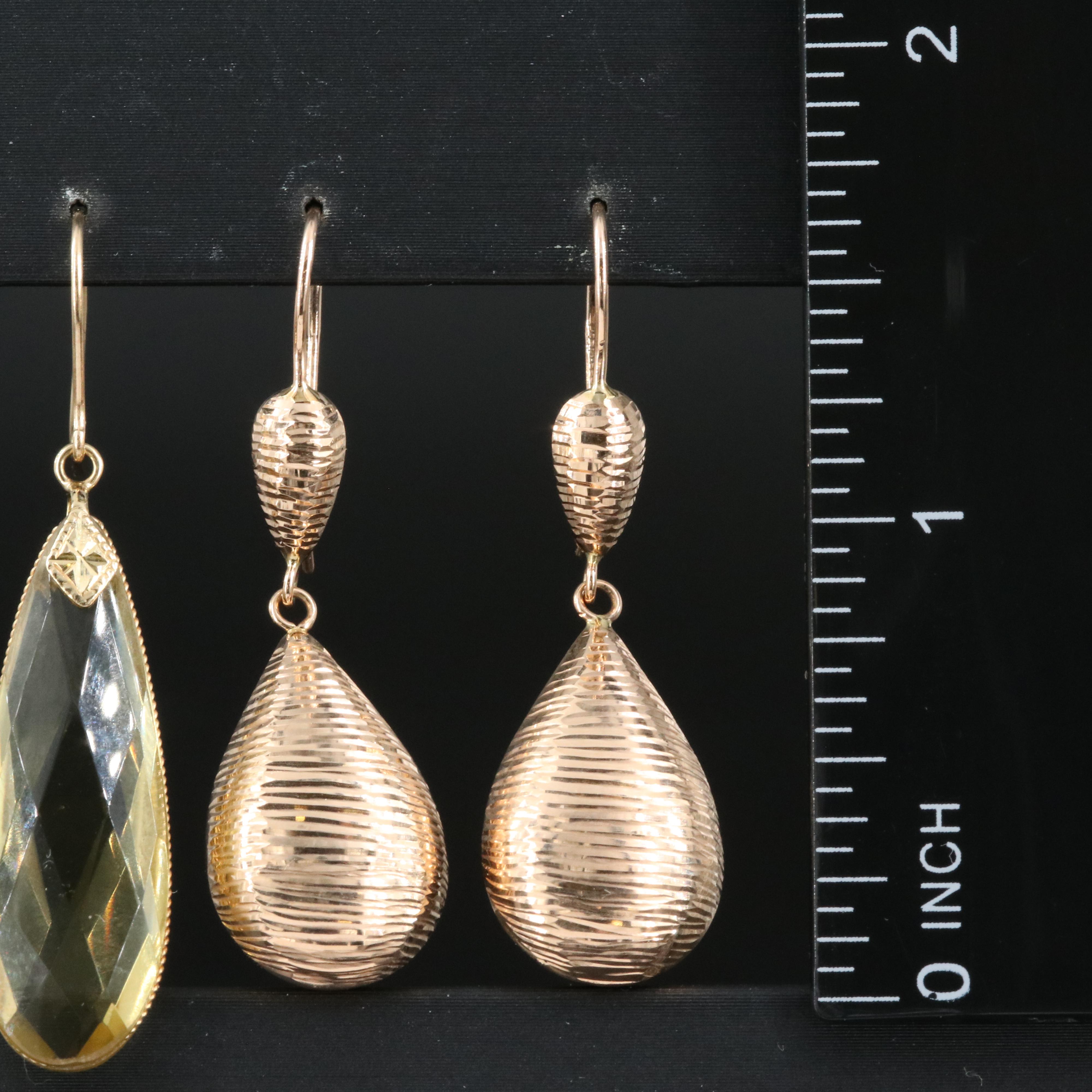 14K Citrine and Rose Gold Teardrop Earrings