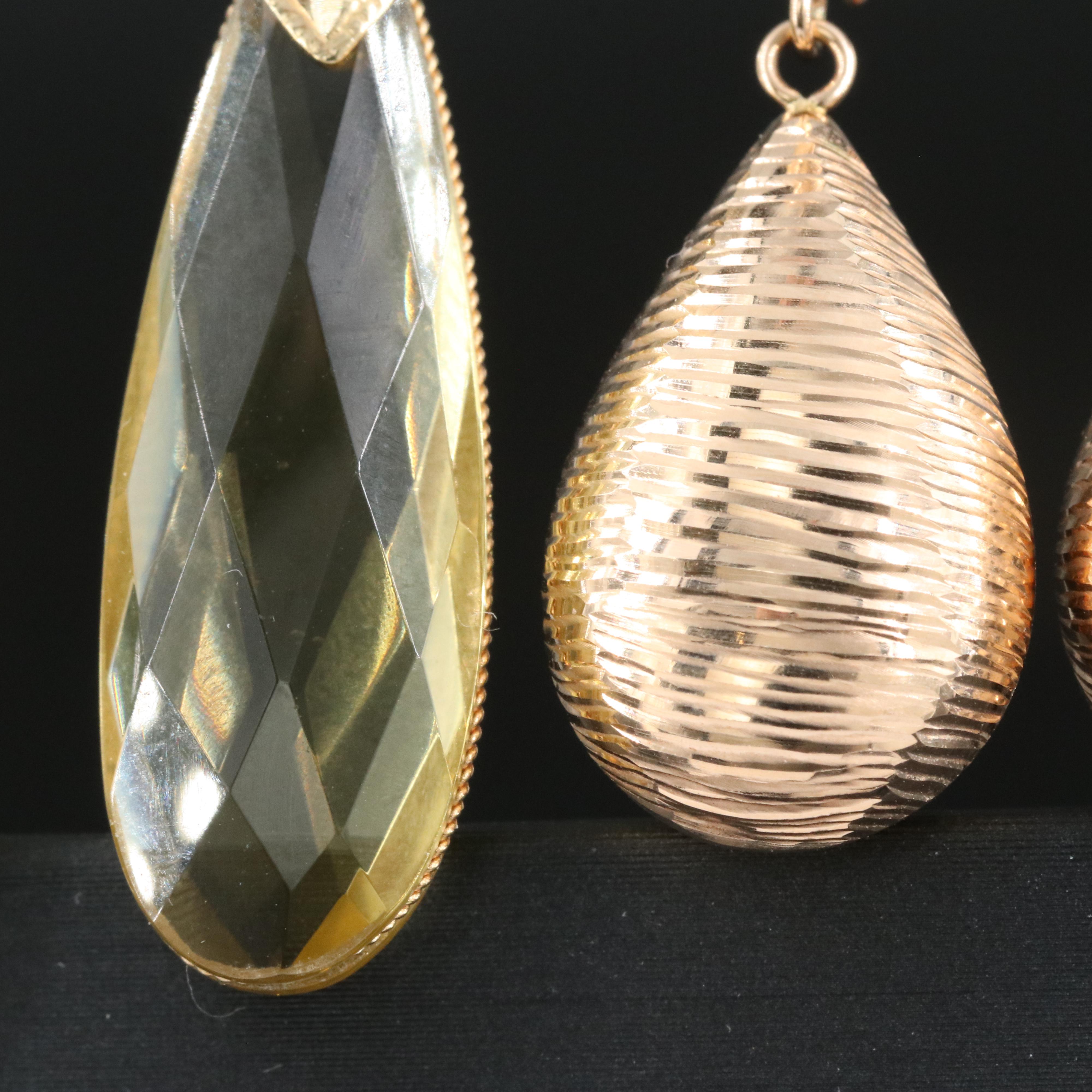 14K Citrine and Rose Gold Teardrop Earrings