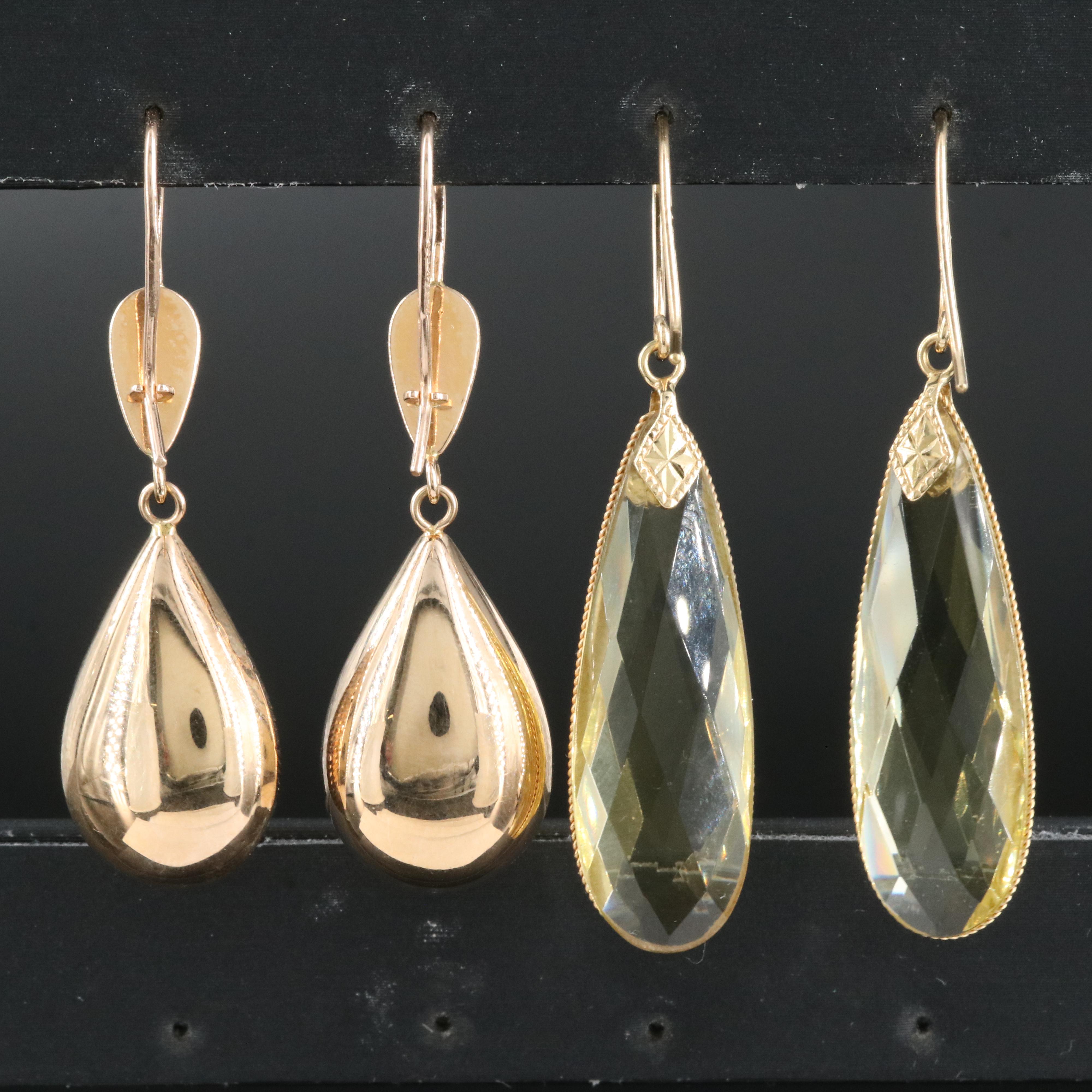 14K Citrine and Rose Gold Teardrop Earrings