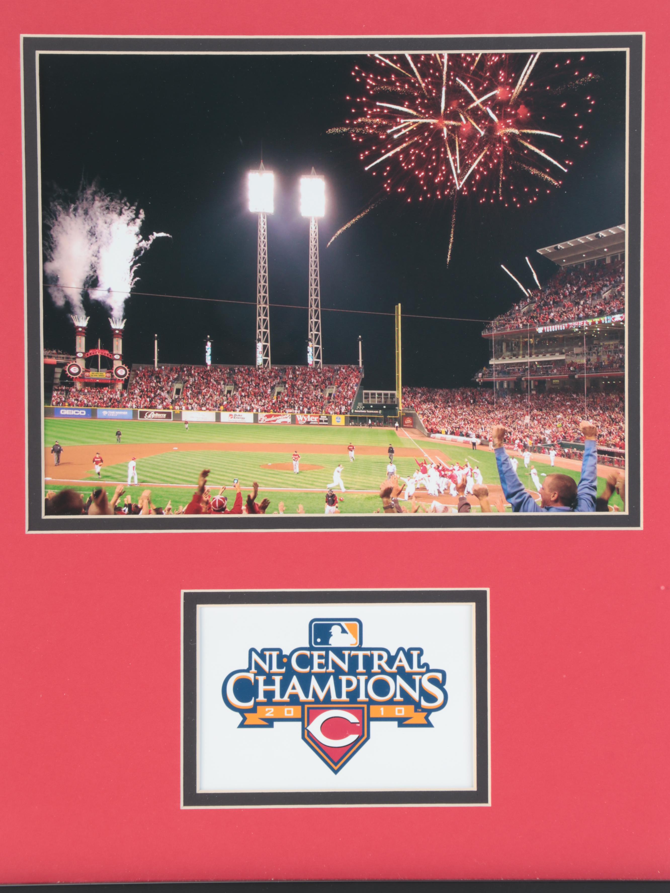 2010 Cincinnati Reds National League Champs Scorecard and Print in Mat Frame