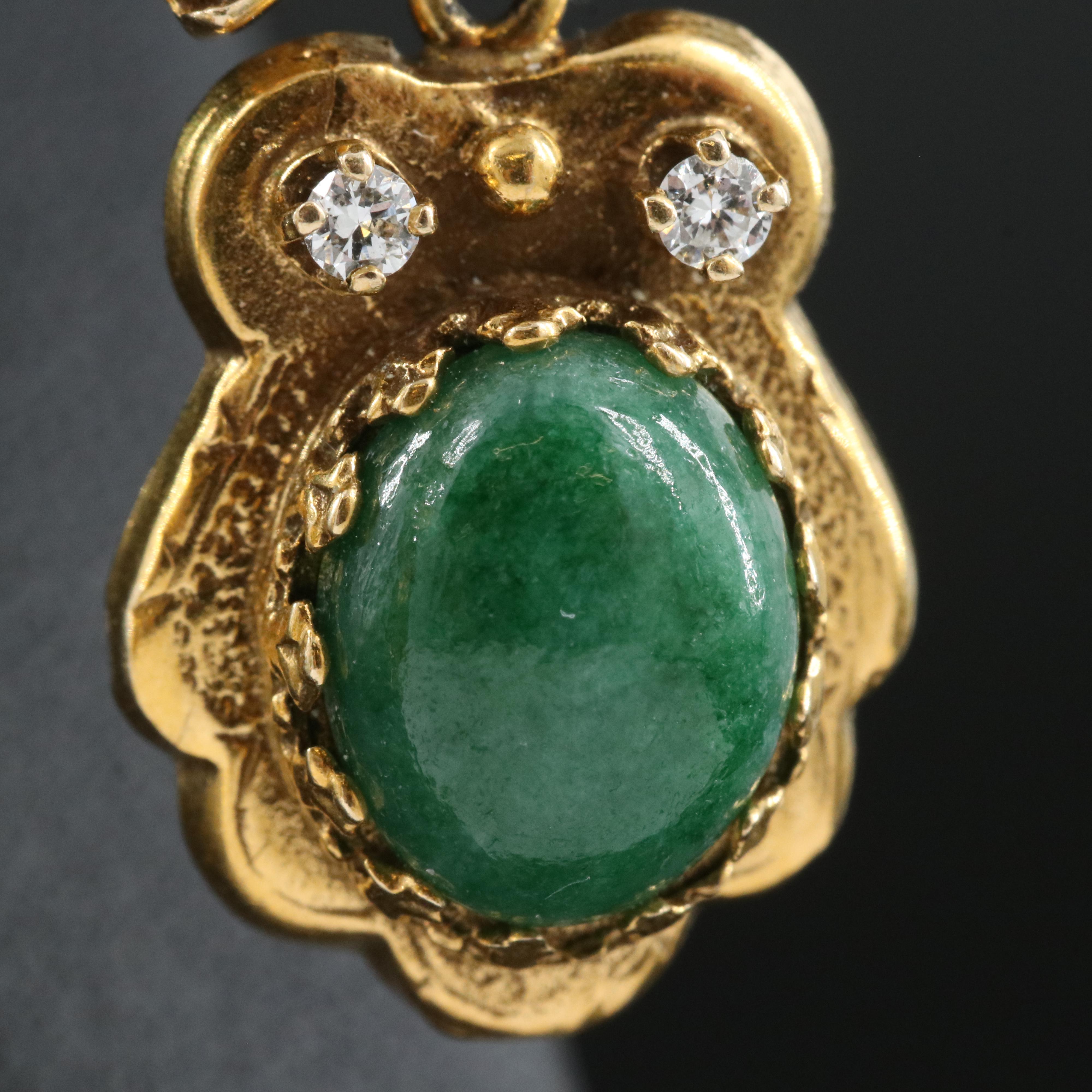 14K Jadeite and Diamond Earrings