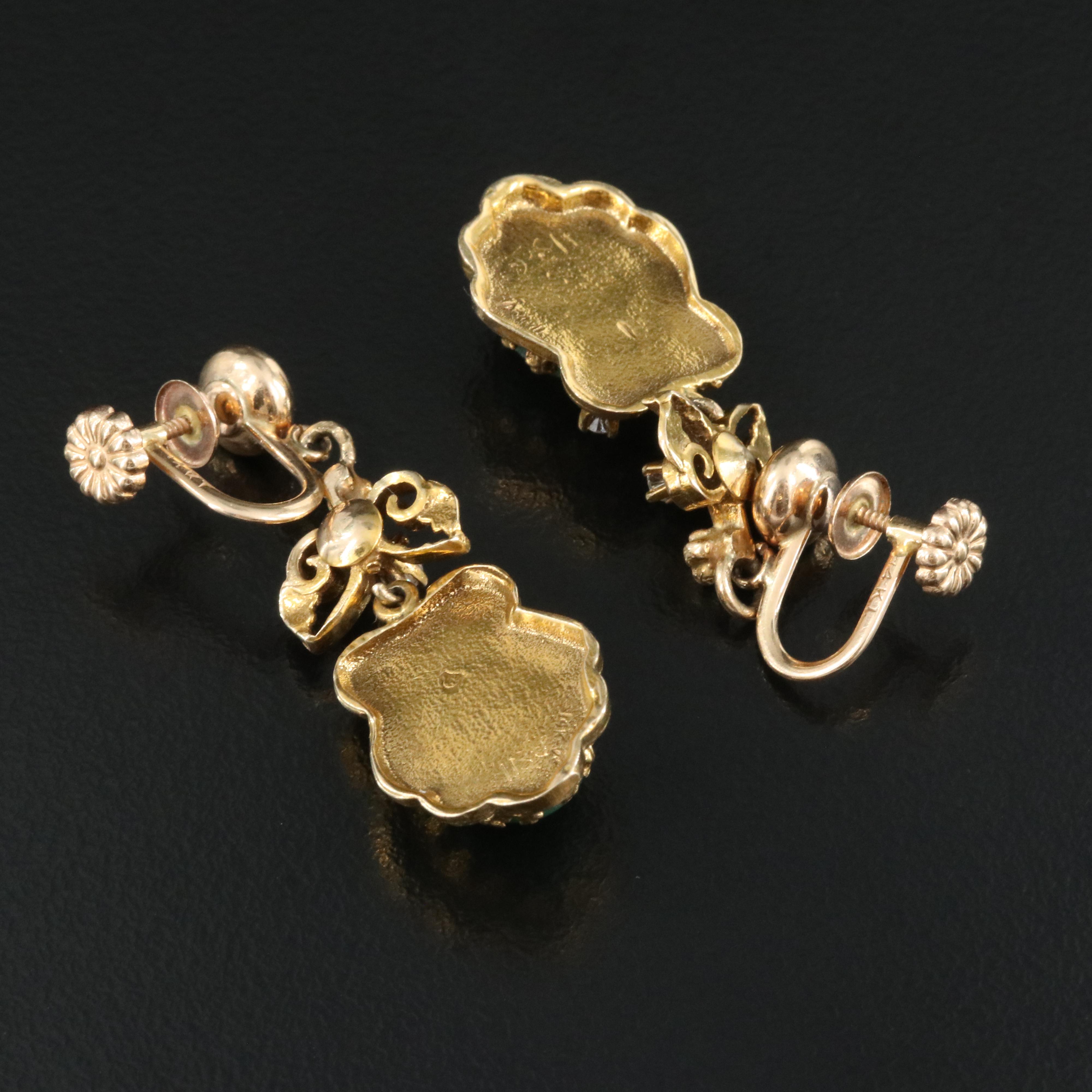 14K Jadeite and Diamond Earrings