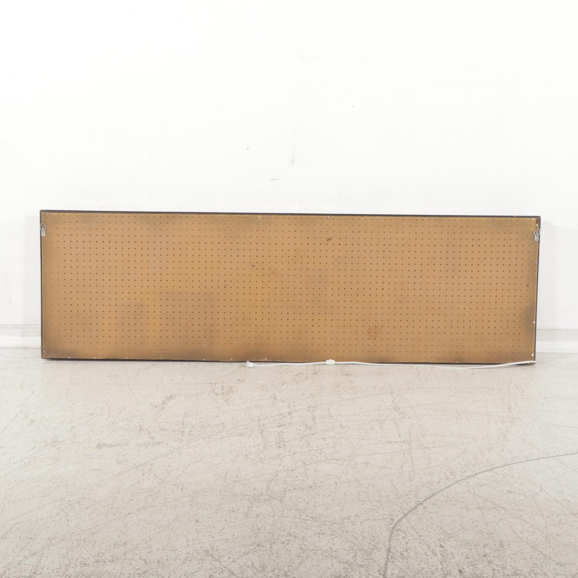 Asian Carved Wood Panel in Illuminated Mirror-Back Frame, Late 20th Century