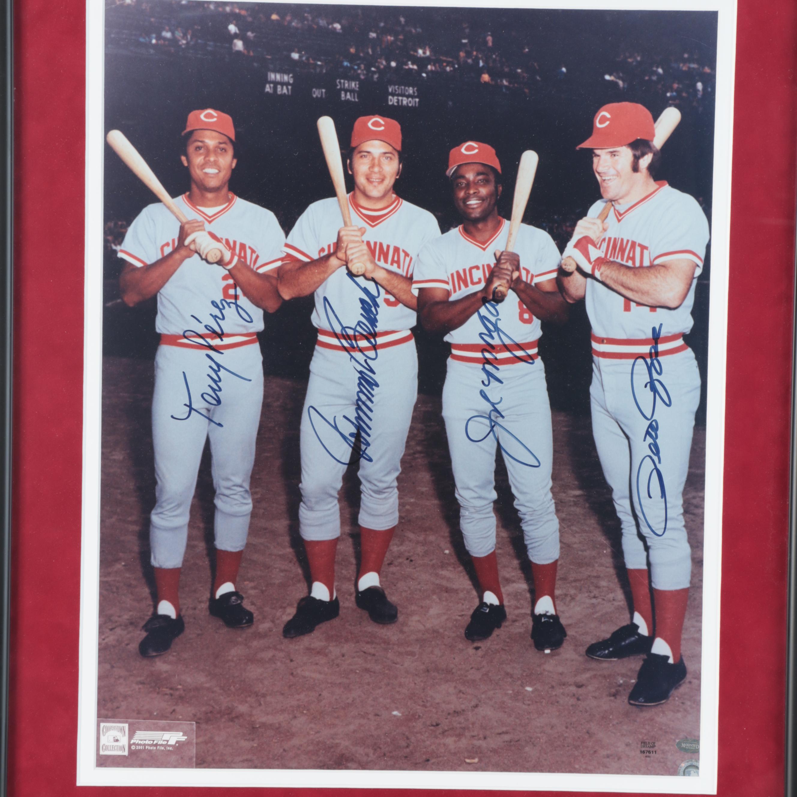Rose, Morgan, Pérez and Bench Signed Big Red Machine Giclée in Mat Frame