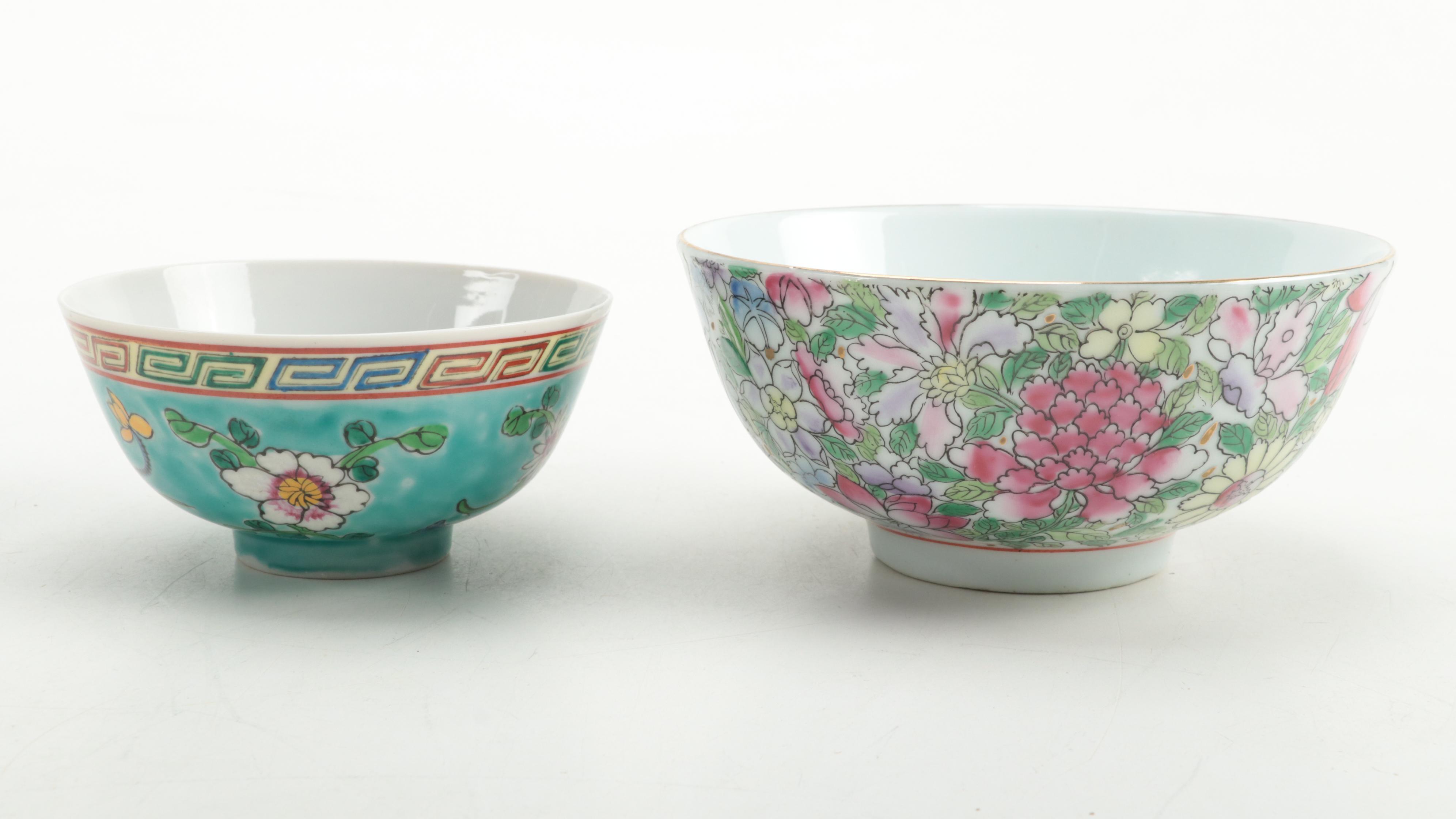 Chinese Decorative Porcelain Vase and Bowls