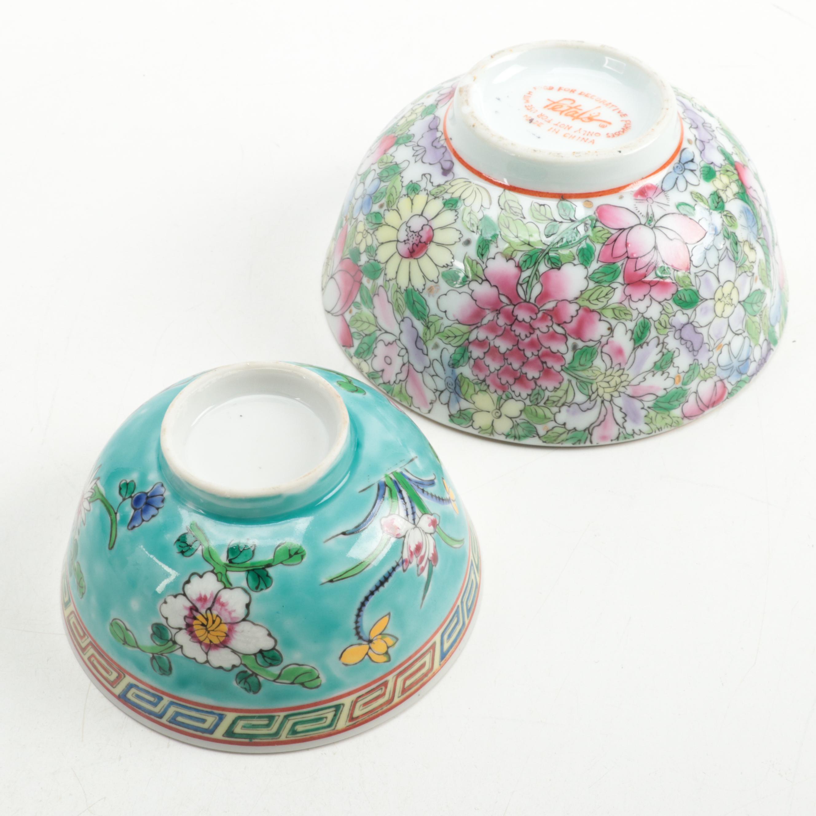 Chinese Decorative Porcelain Vase and Bowls