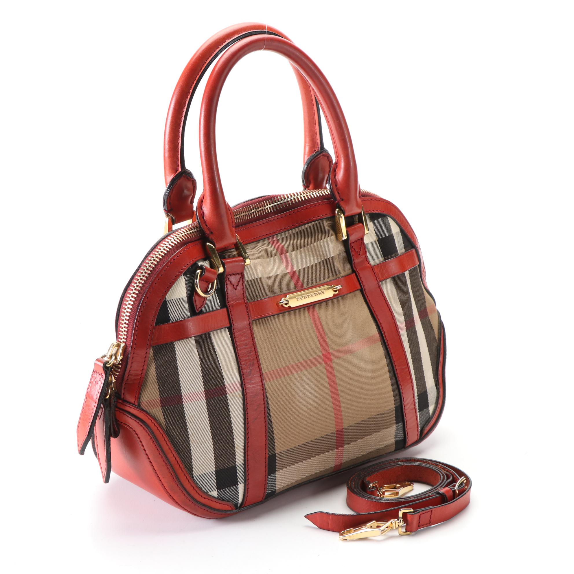 Burberry Bridle Orchard Handbag in House Check and Leather