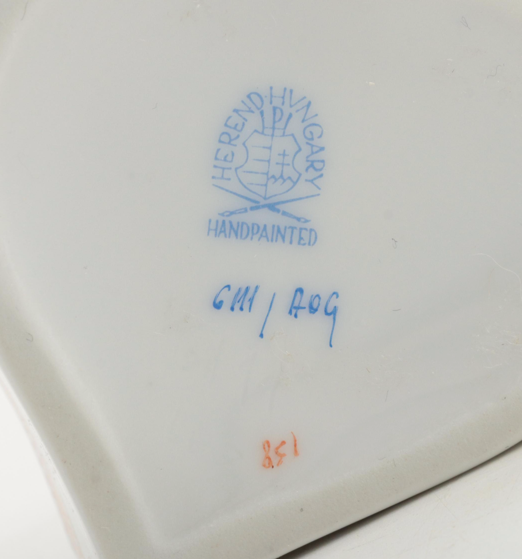 Herend Porcelain Trinket Boxes with Kitten and Rabbit