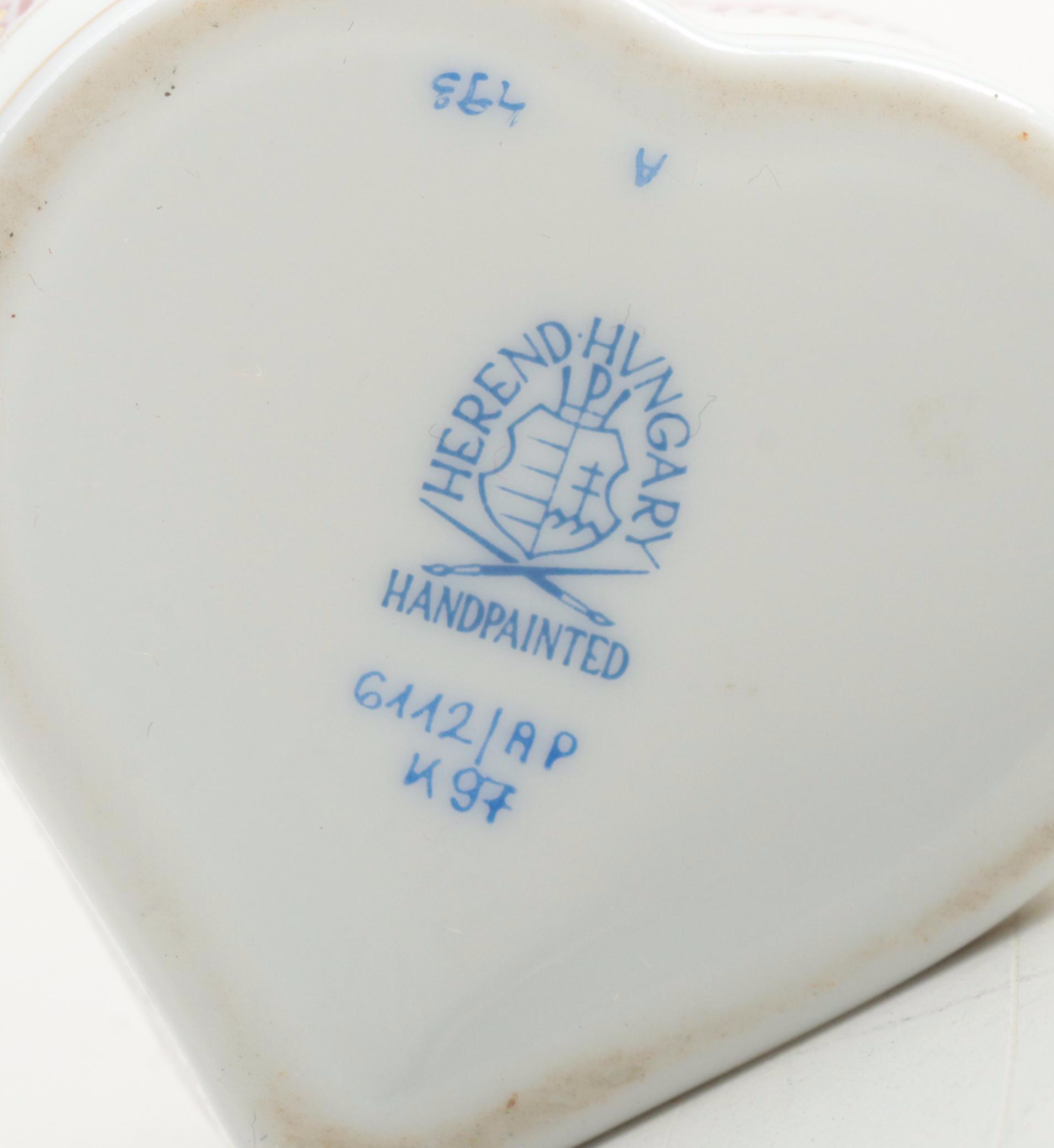 Herend Porcelain Trinket Boxes with Kitten and Rabbit