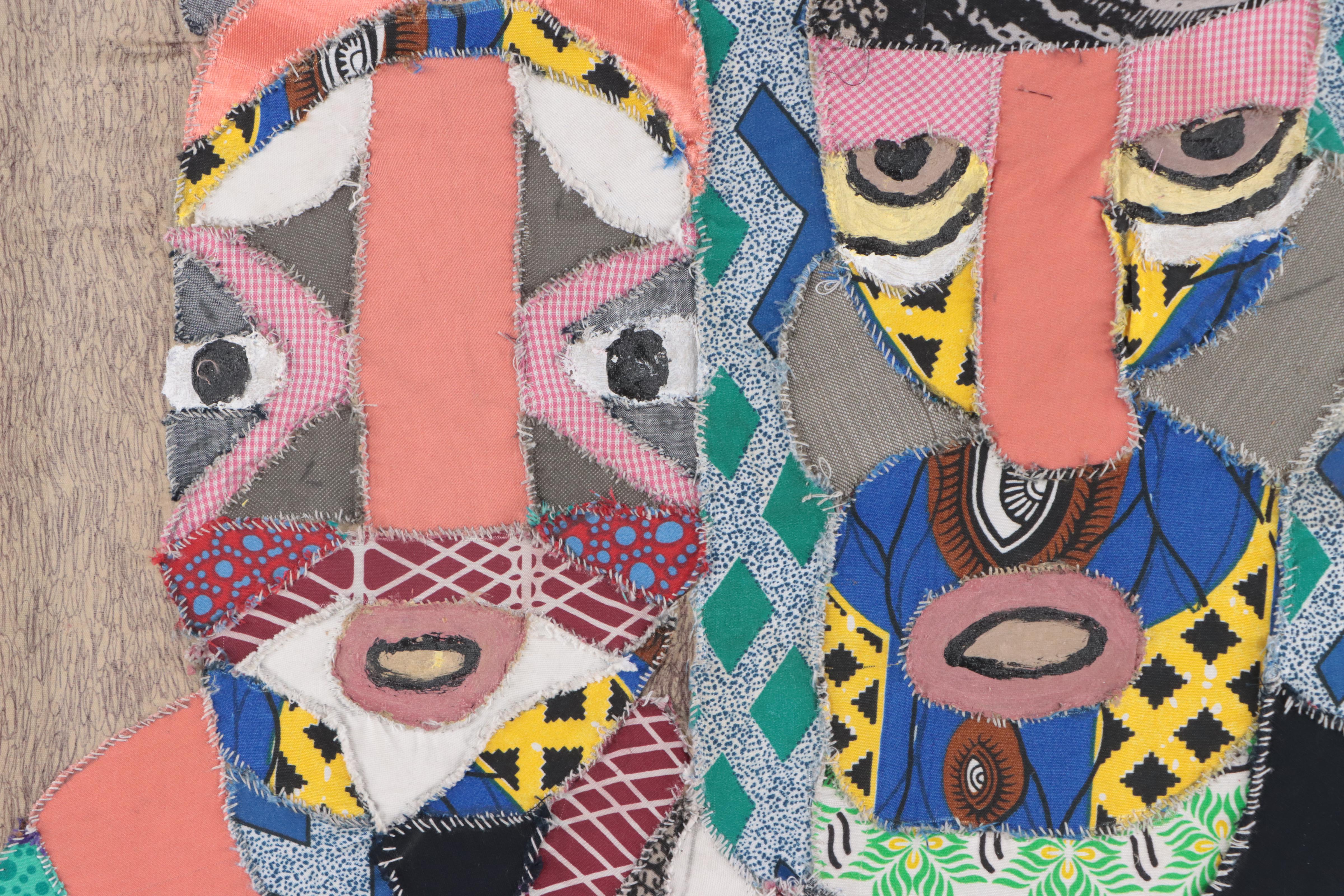 Kayode Buraimoh Figurative Mixed Media Folk Art Textile