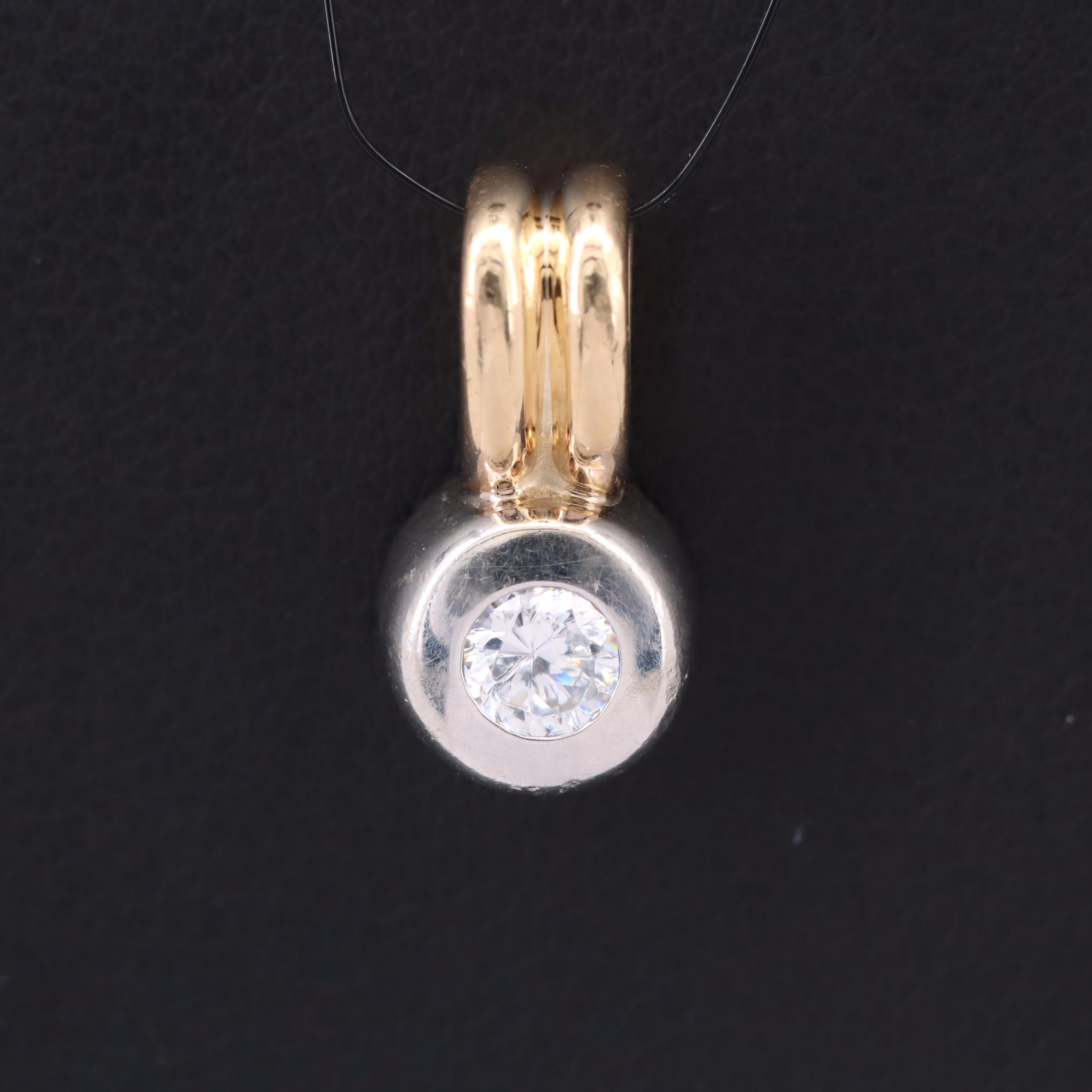 14K Cubic Zirconia Solitaire Pendant