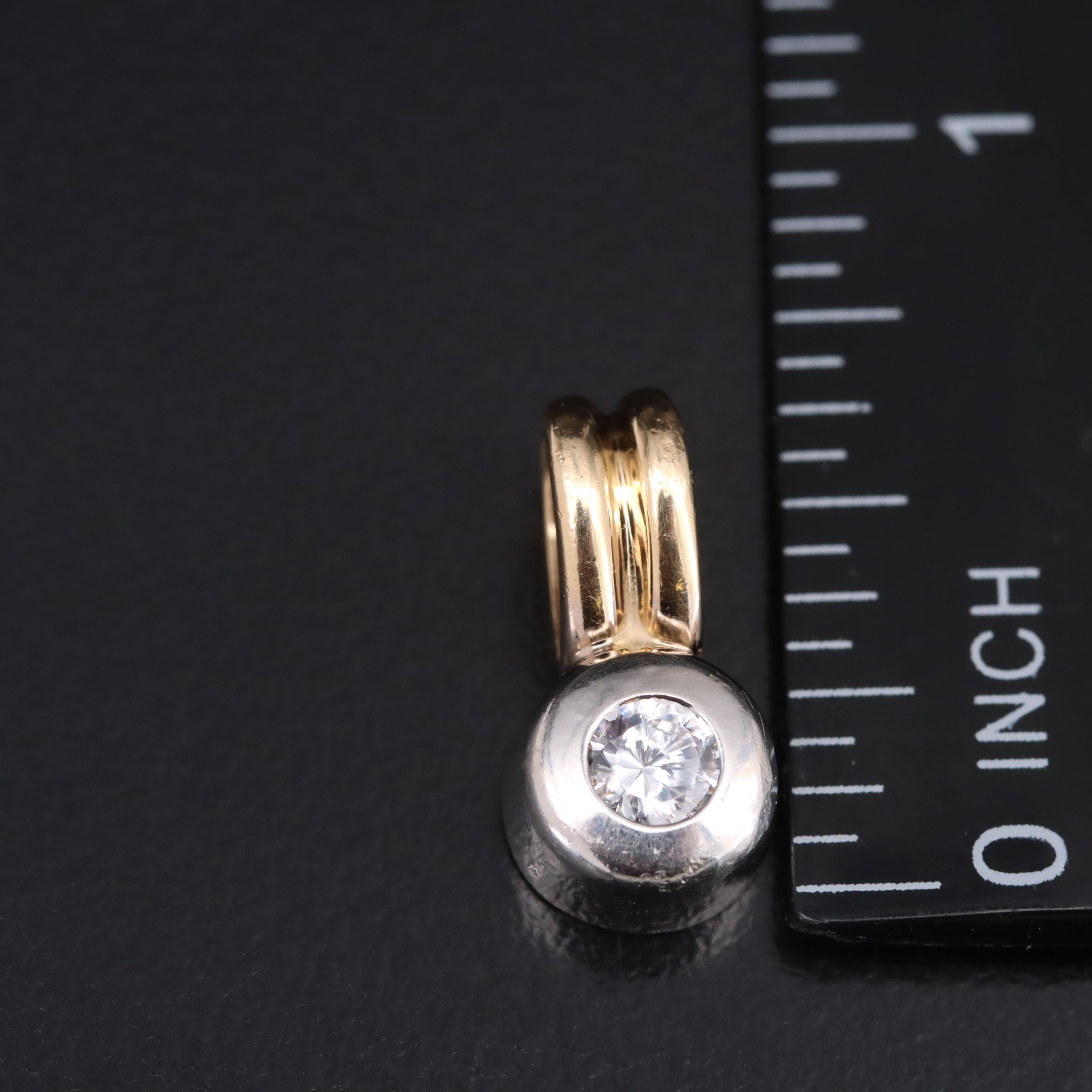 14K Cubic Zirconia Solitaire Pendant