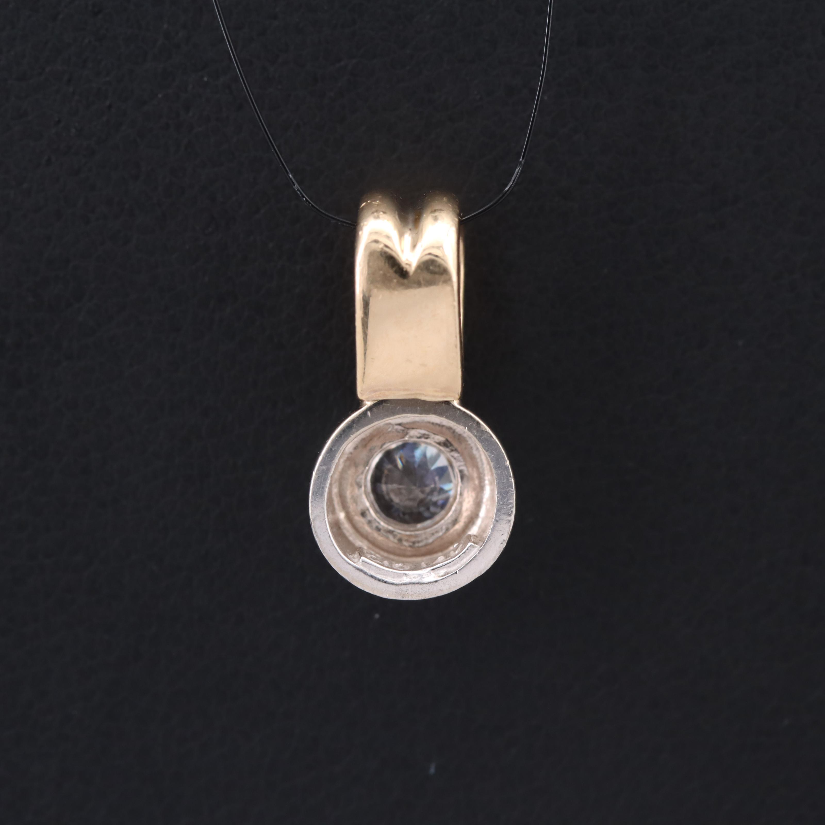 14K Cubic Zirconia Solitaire Pendant