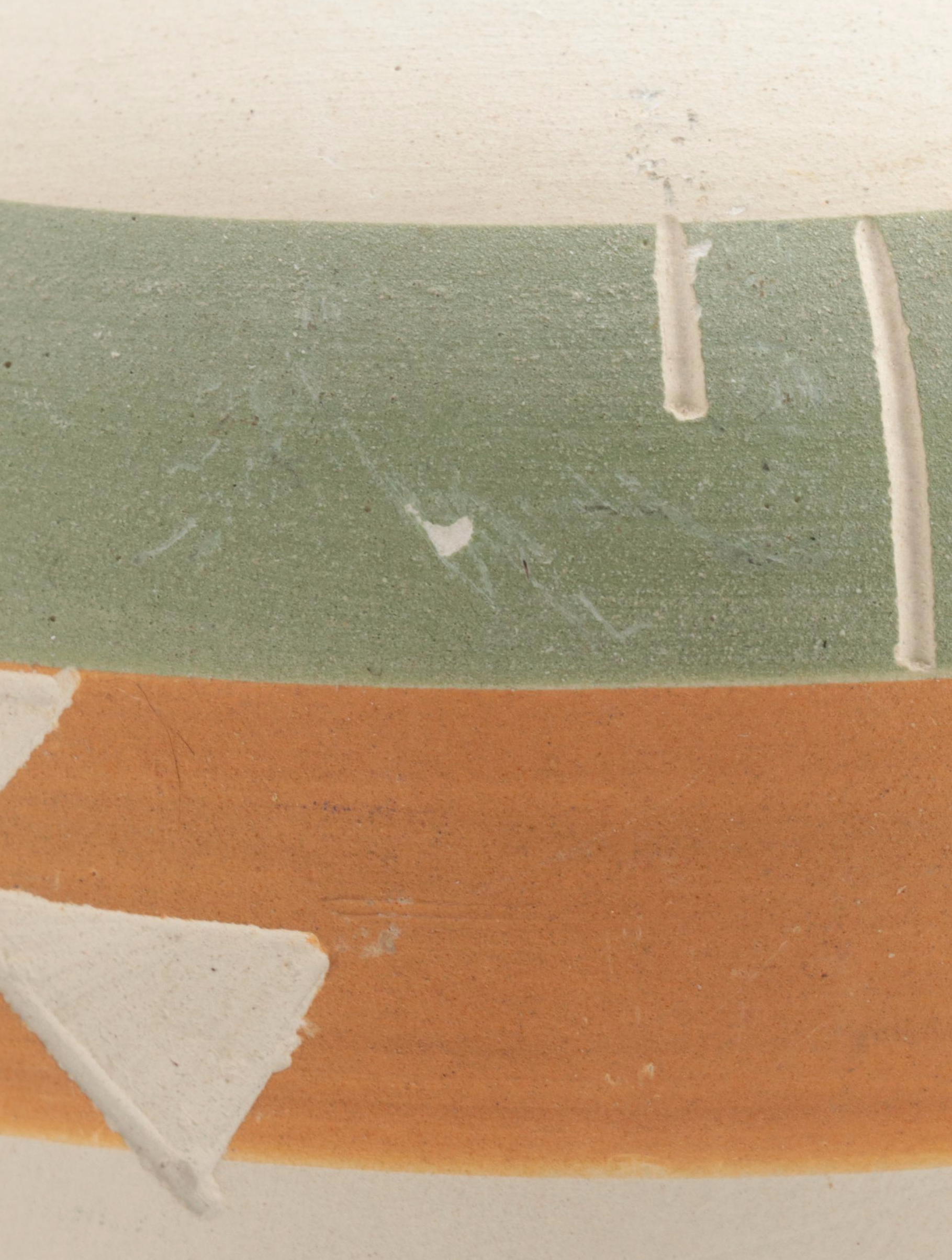 Sioux Pottery Etched and Painted Earthenware Vase