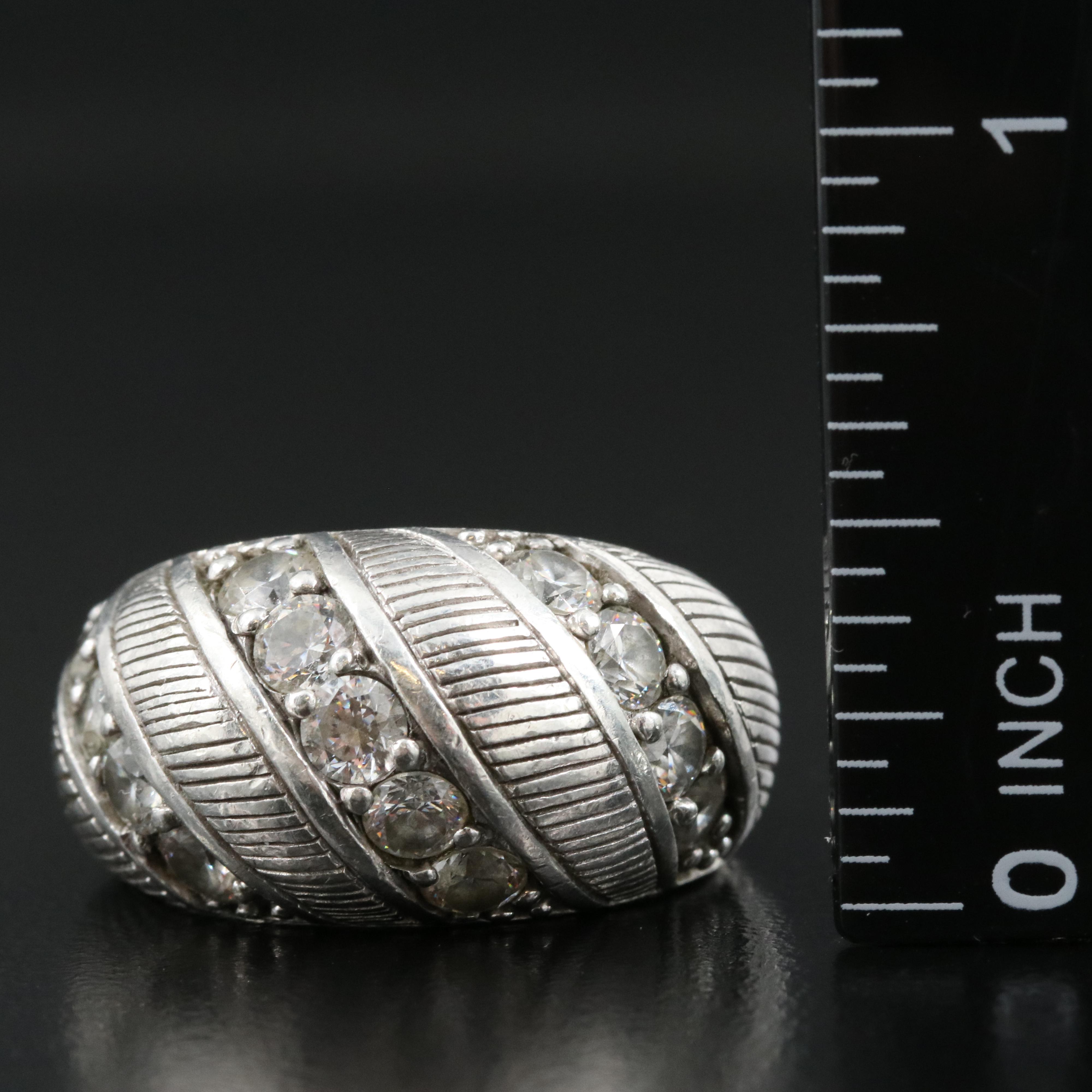 Judith Ripka Sterling Cubic Zirconia Ring and J Hoop Earrings