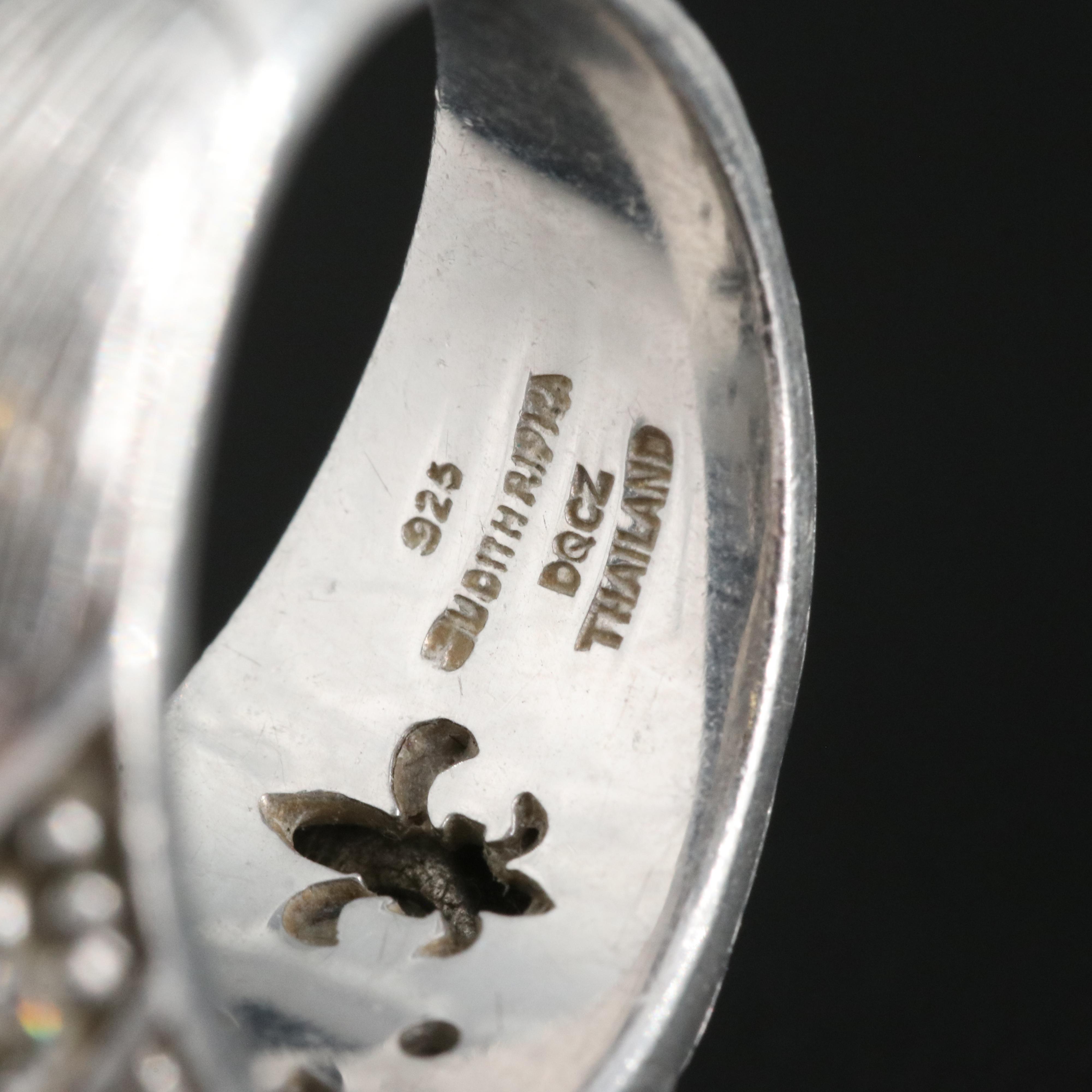 Judith Ripka Sterling Cubic Zirconia Ring and J Hoop Earrings