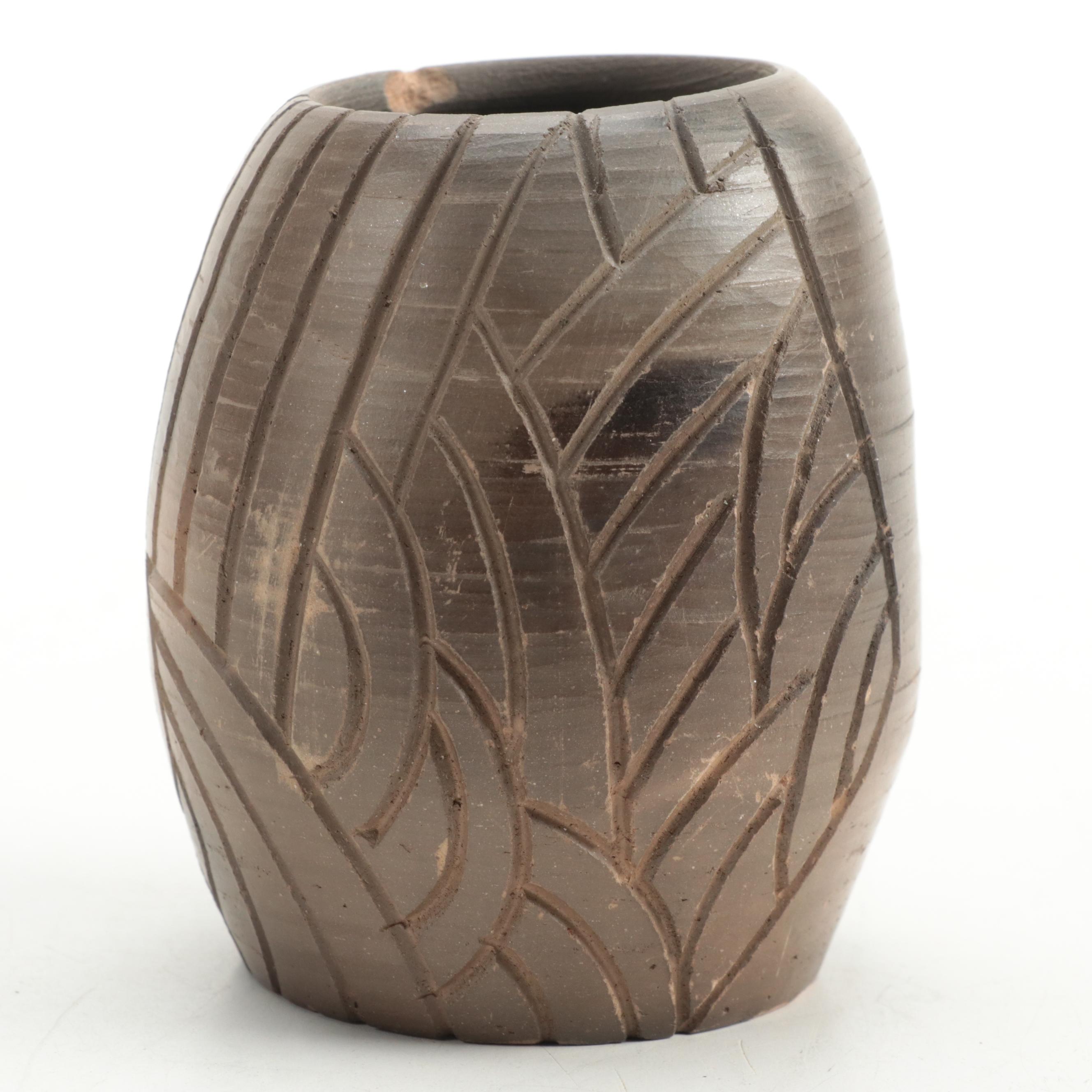 Cherokee North Carolina Carved Pottery Vase