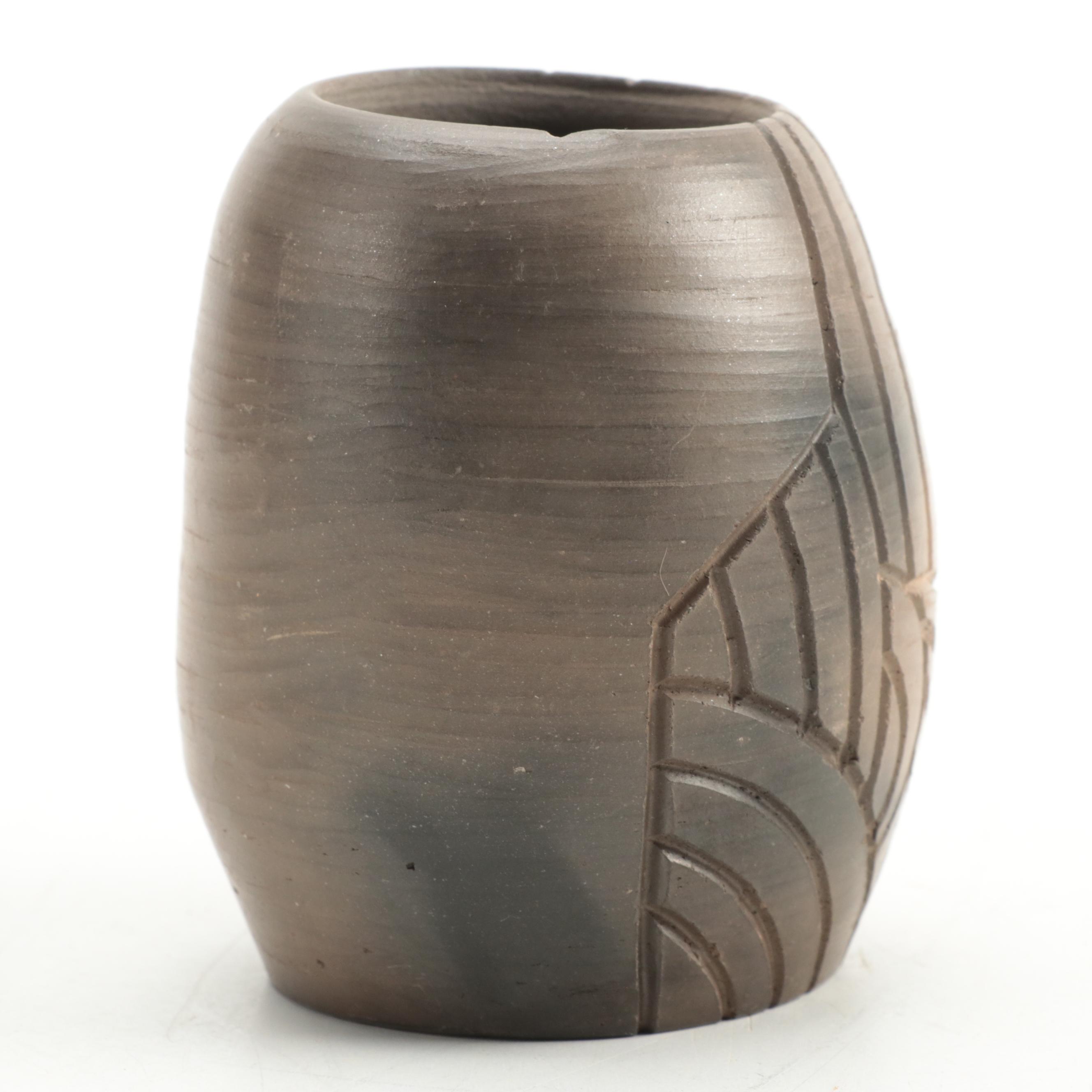 Cherokee North Carolina Carved Pottery Vase