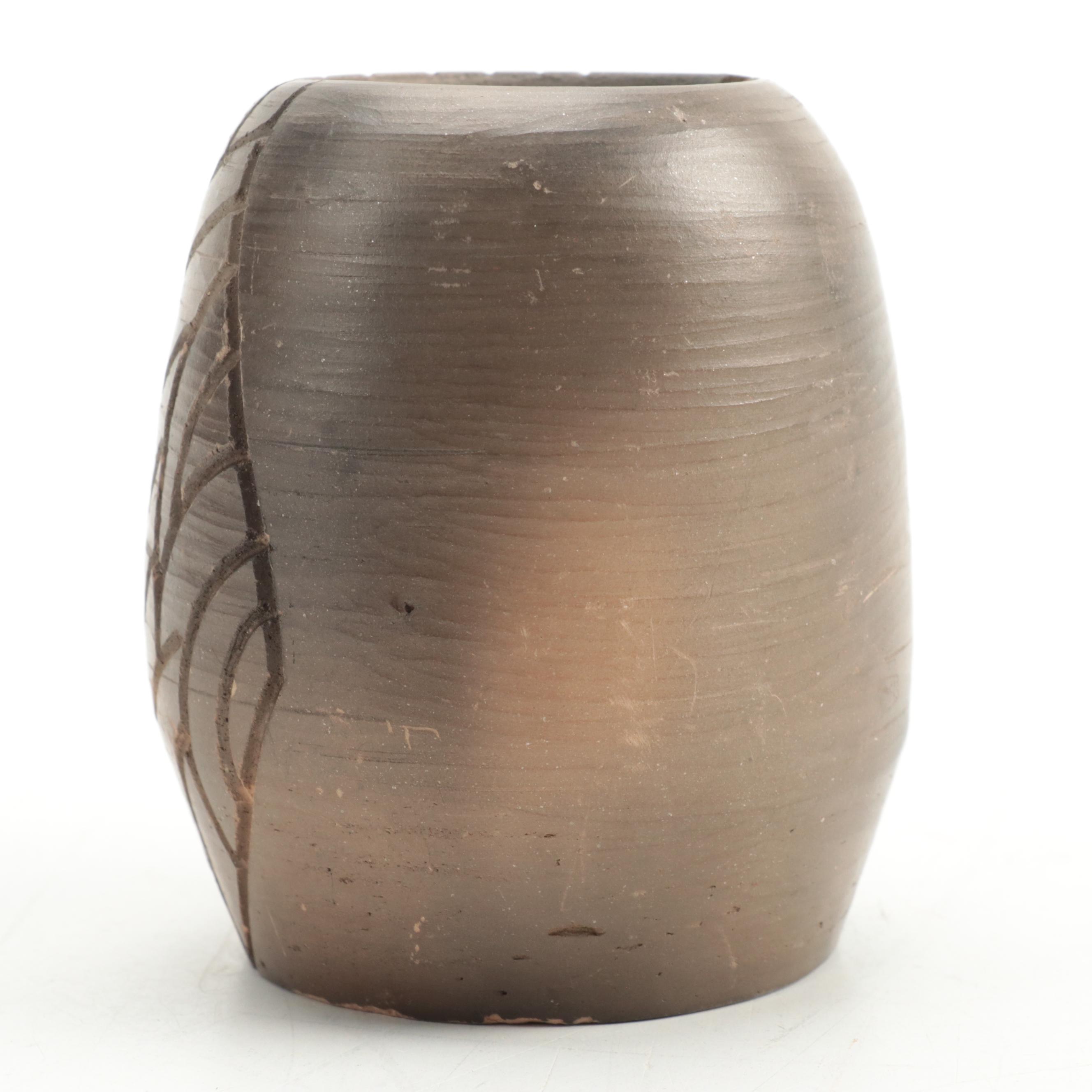 Cherokee North Carolina Carved Pottery Vase